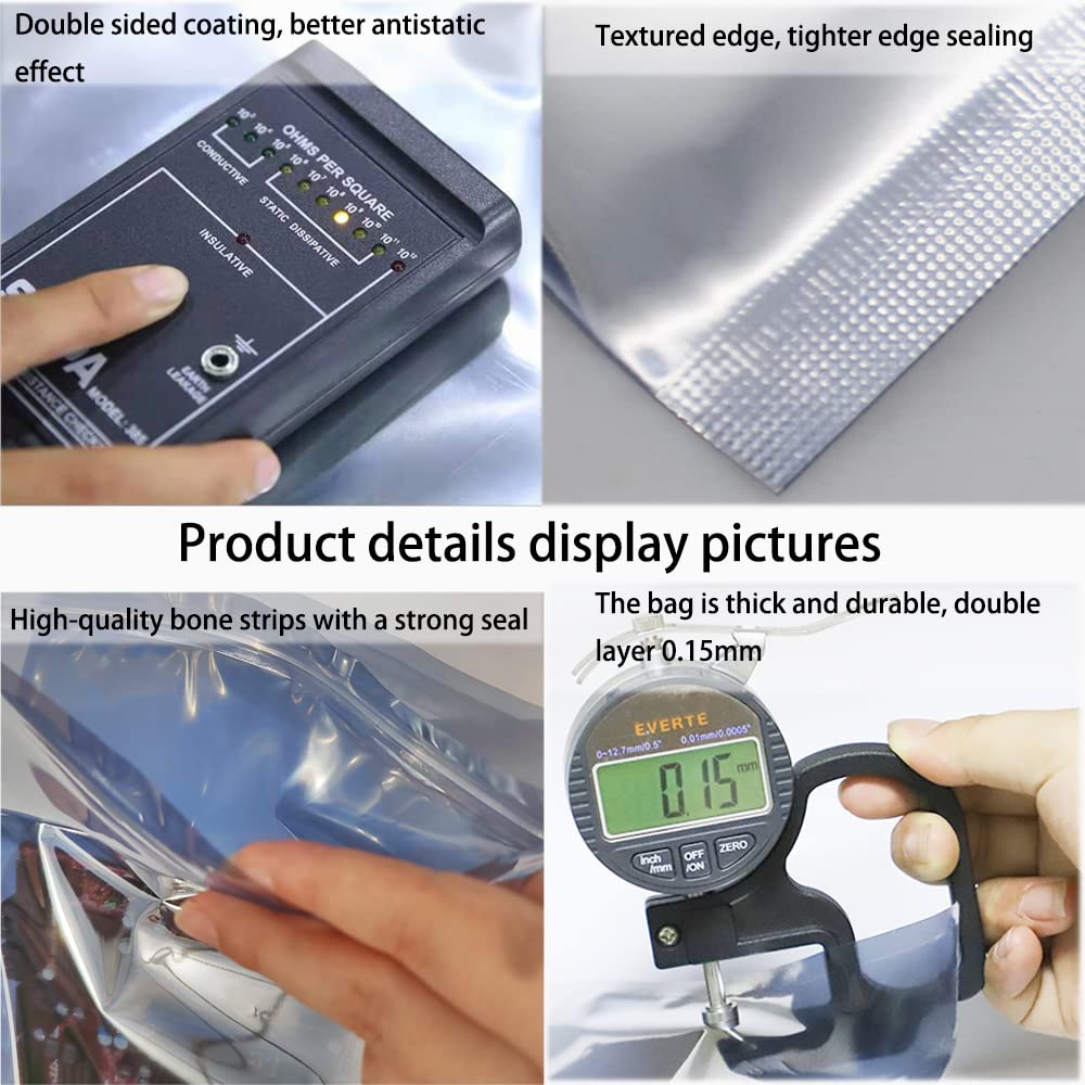 Mantianstar 100Pcs Antistatic Bags 3.93X5.9In/10X15Cm, Resealable Esd Bag, Suitable For Cpu Ssd Hard Disk And Various Electronic