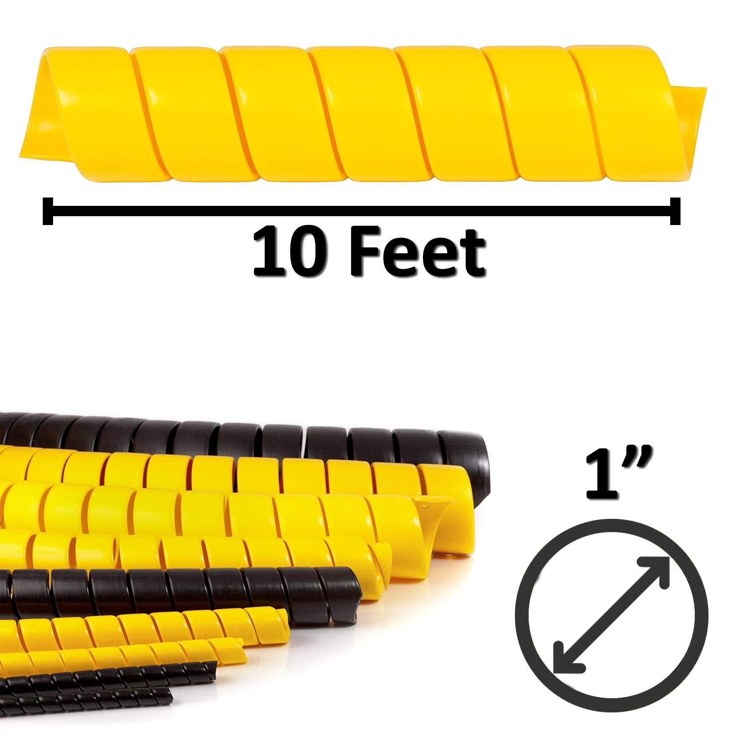 Electriduct 1 Inch Heavy Duty Spiral Wrap Hdpe Flexible Plastic Cable Sleeve Hose Protector 10 Feet   Yellow