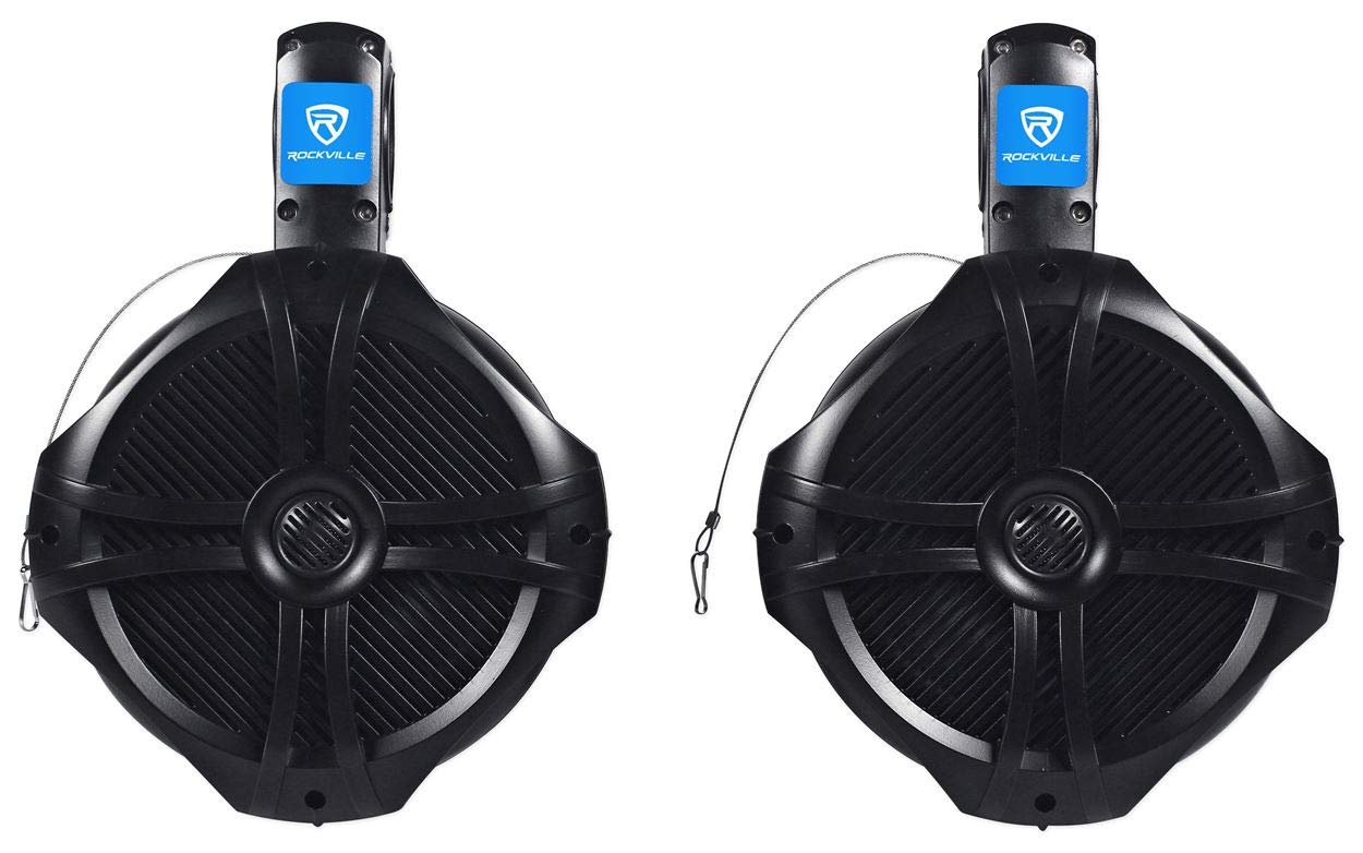 Rockville Pair 8 Black 2 Way 600 Watt Marine Wakeboard Tower Speakers (Rwb80B)