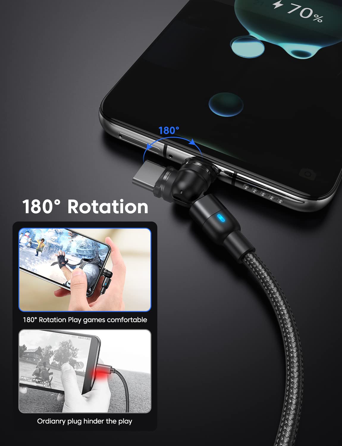 Magnetic Charging Cable (5Pack, 1.6/3.3/3.3/6.6/6.6Ft)/360&180 Rotating Magnetic Usb C Charging Cable/Magnetic Charger Cable/Mag