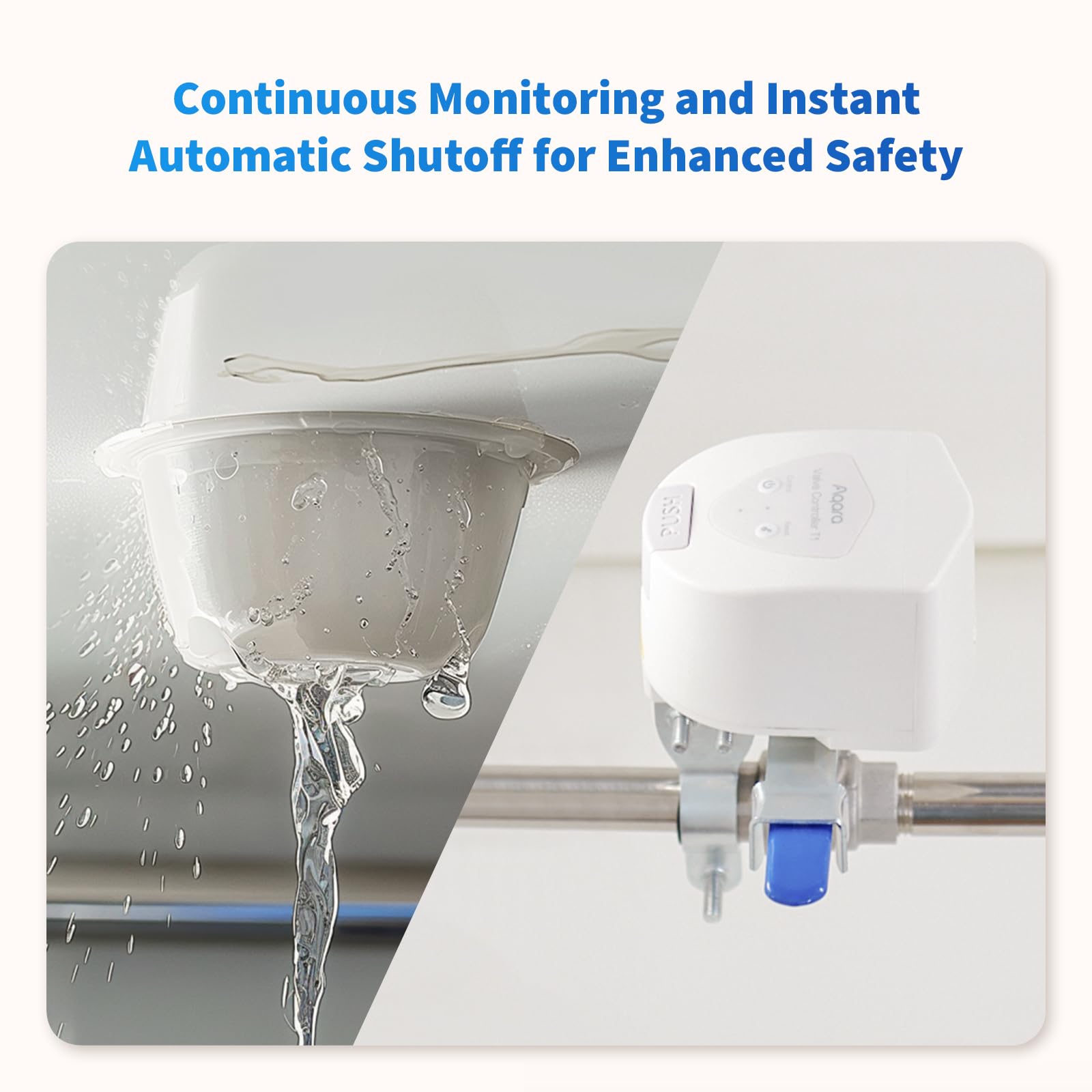 Aqara Smart Valve Controller T1 With Matter, Requires Aqara Zigbee 3.0 Hub, Combined With Water Leak Detectors For Home, Support