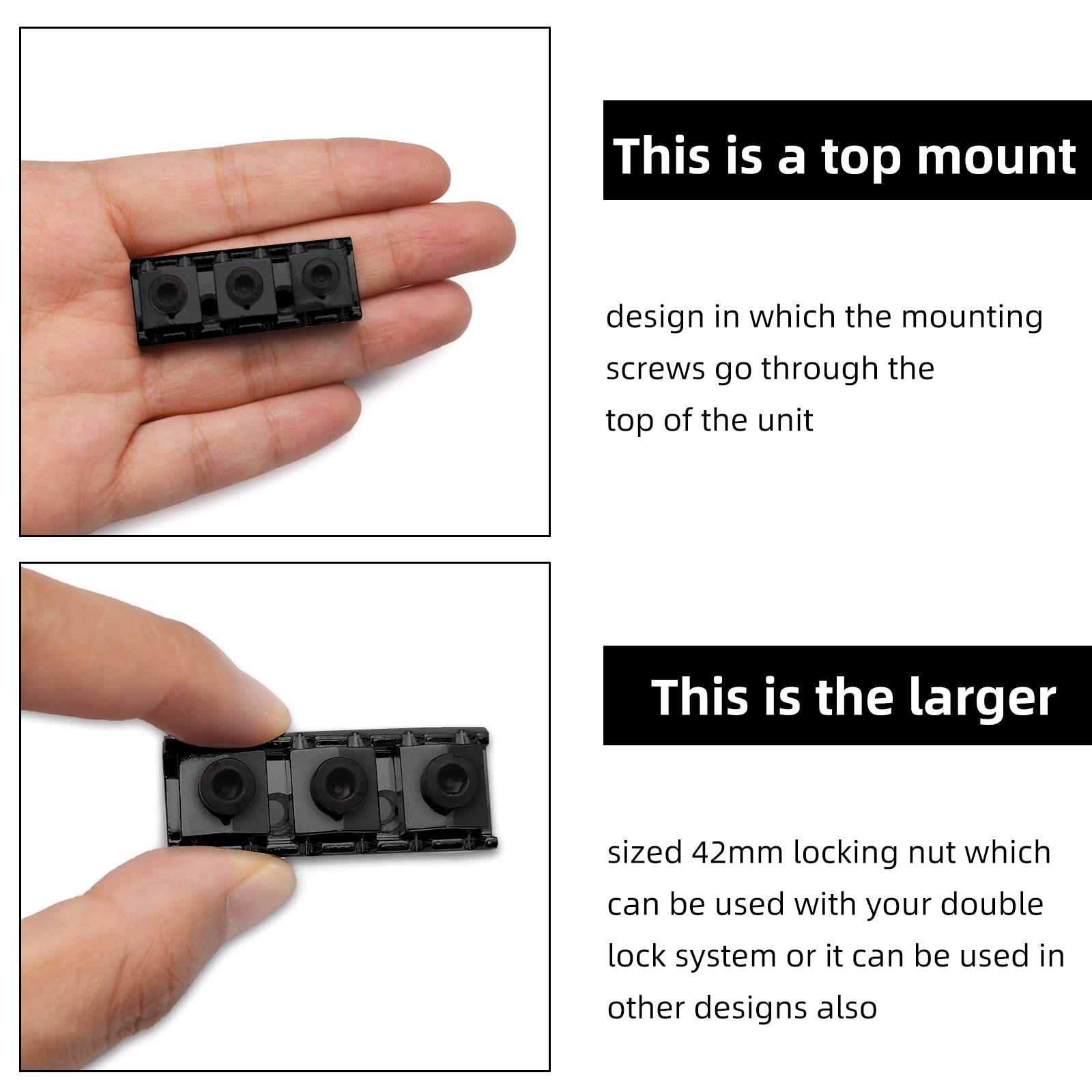 Saphue 42Mm Guitar Tremolo Bridge Locking Nut 1 11/16''For Floyd Rose Style Electric Guitar Tremolo Bridge Lock System (Black)