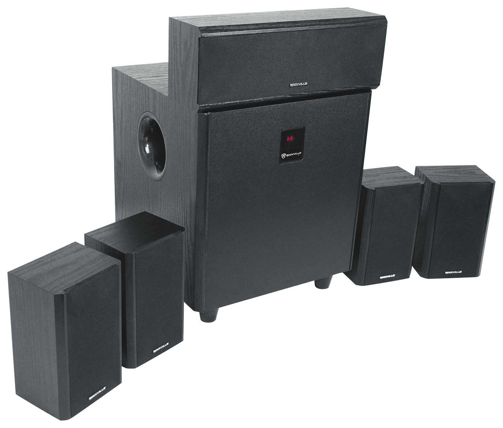 Rockville Hts820 1500W 5.1 Channel Home Theater System With 8'' Subwoofer, Bluetooth, Usb, Includes Remote And Speaker Mounts