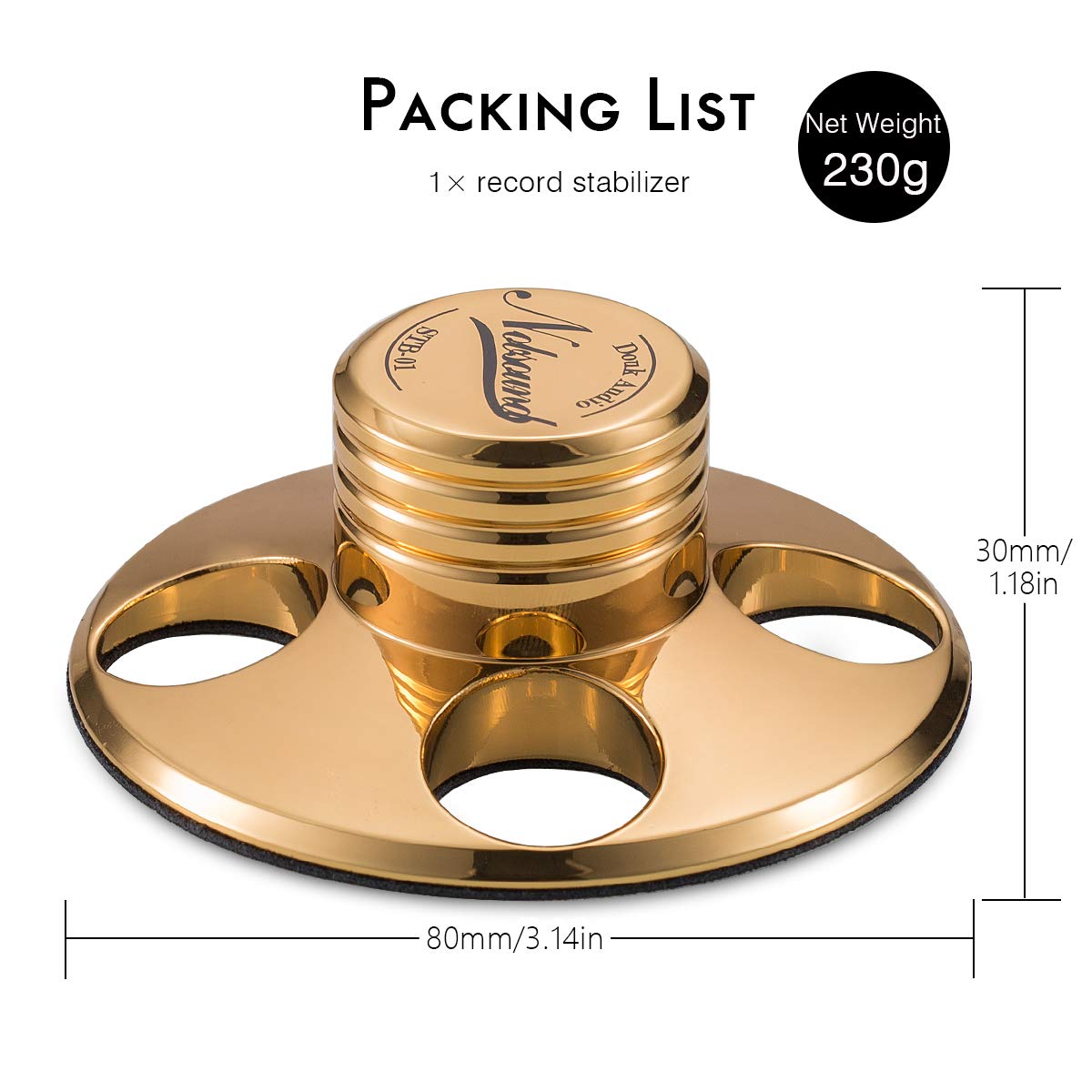 Nobsound Stb 01 Lp Vinyl Turntables Metal Disc Stabilizer Record Weight Hifi (Gold)