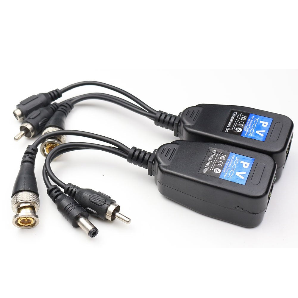 Anhan Passive Video Balun With Power Long Distance Network Transceiver Cat5E/Cat6 Cable To Bnc Male Connector Bnc To Rj45 Adapte