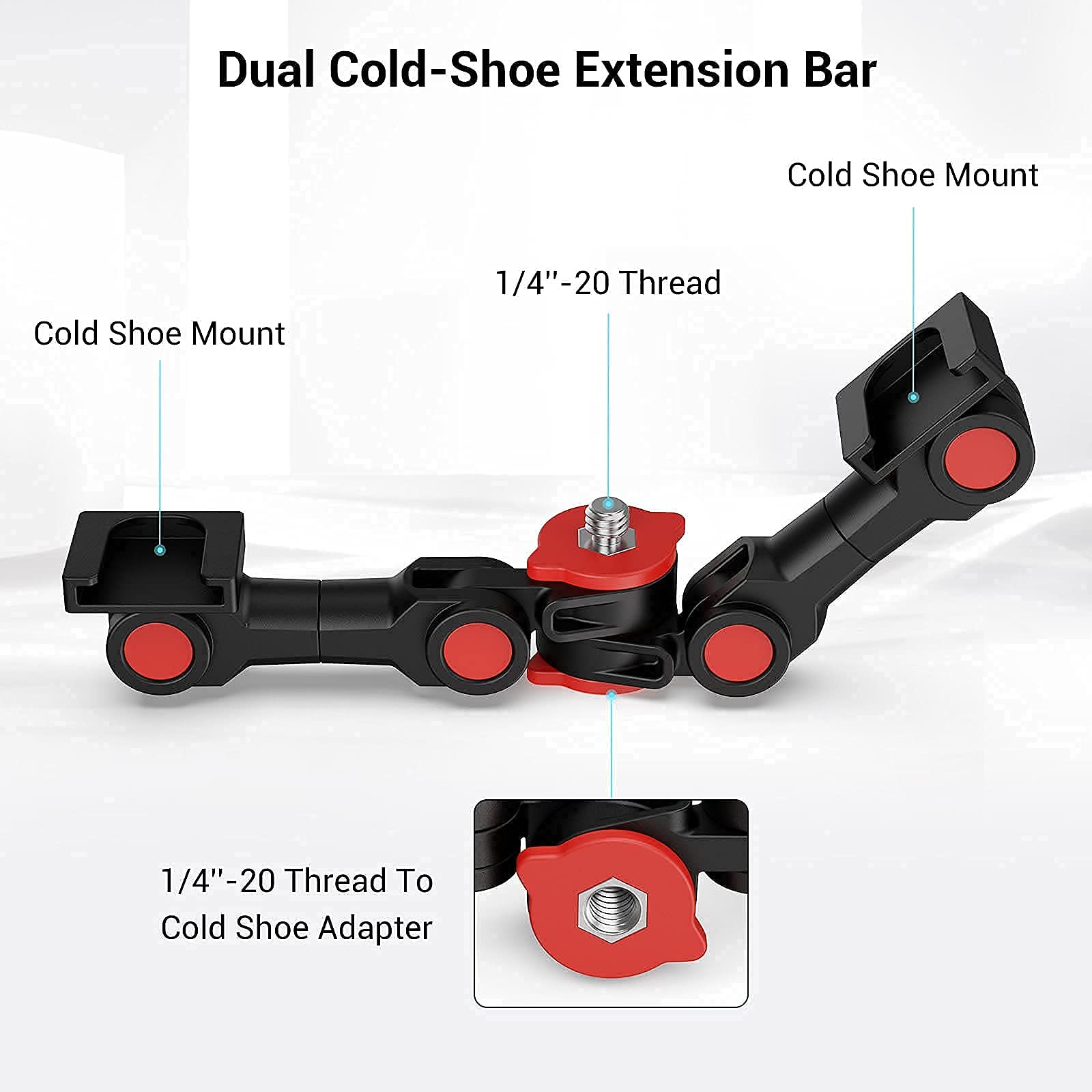 Dual Cold Shoe Mount By Smallrig, Extension Bar Universal Cold Shoe Adapter With 1/4  Thread Holes, For Microphone,Led Video Lig