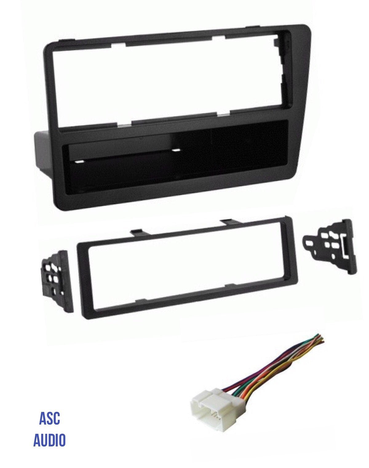 Asc Audio Car Stereo Dash Install Kit And Wire Harness For Installing An Aftermarket Single Din Radio For 2002 2003 2004 2005 Honda Civic Si (Si Model Only)