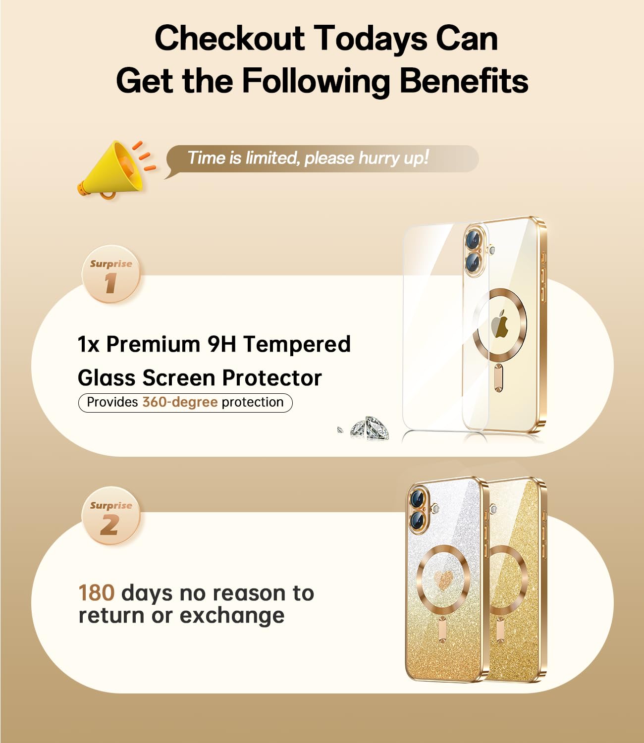 Waldeng For Iphone 16 Plus Case With 1X Screen Protector, [Seamless Work With Magsafe] [Interchangeable Glitter Card], With Inte