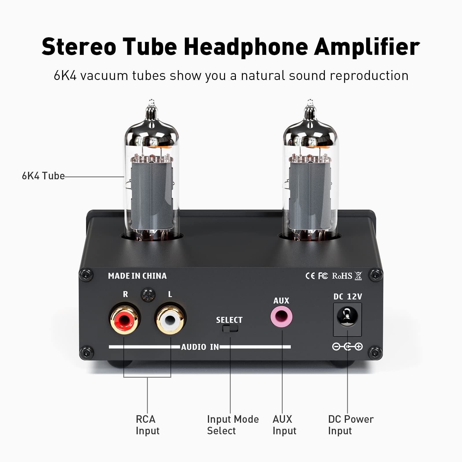 Fosi Audio P2 Headphone Amplifier Vacuum Tube Headphone Amp Mini Hi Fi Stereo Audio With Low Ground Noise Output Protection
