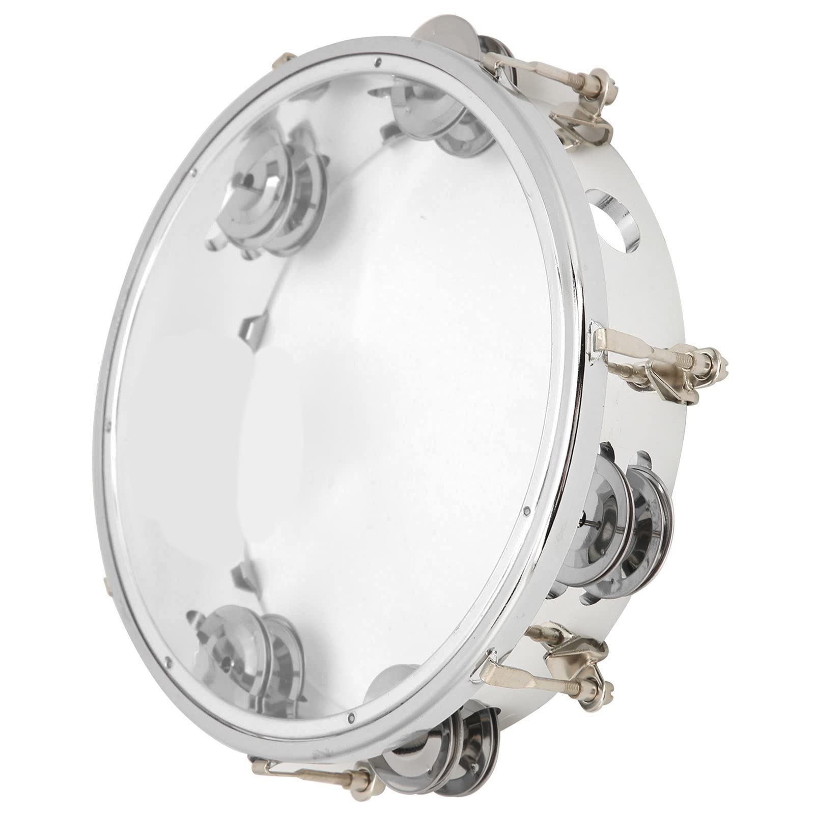 Ubervia Tambourine, Double Row Bells Drum Handheld for Percussion Teaching(Transparent color)