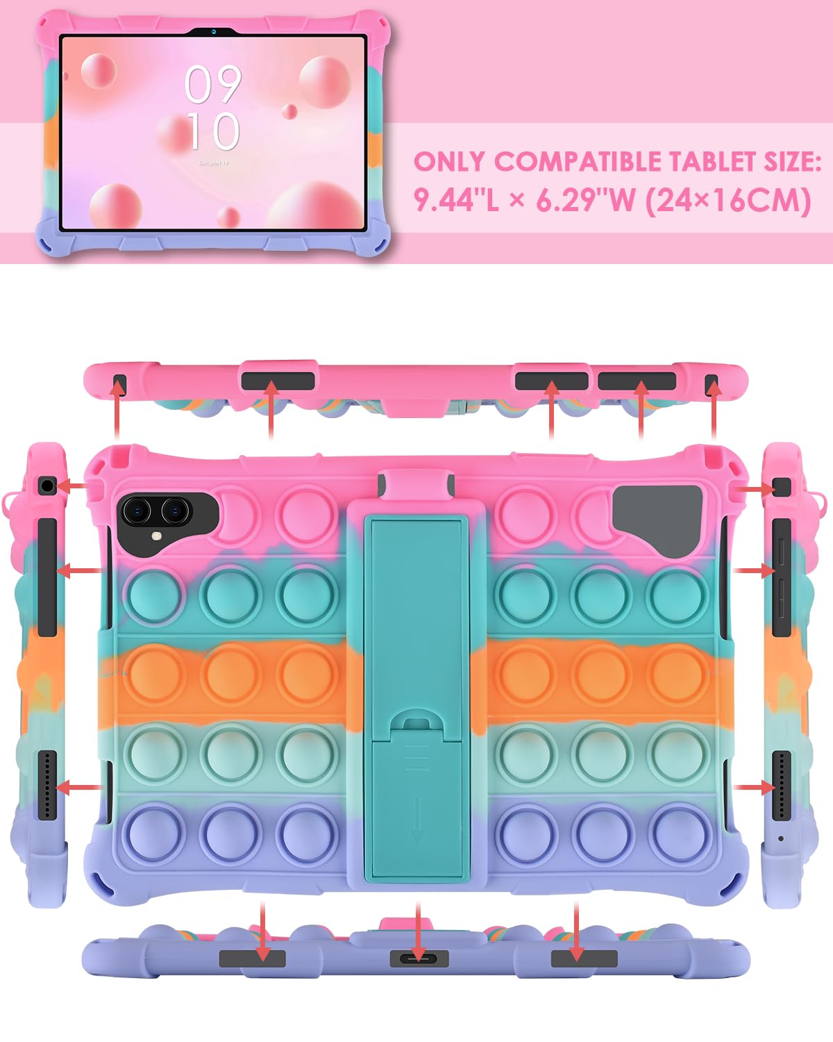 Detuosi Silicone Case For Vastking Kingpad K10/Z10, 10.1 Inch Kids Friendly Universal Lightweight Protective Cover For Vastking