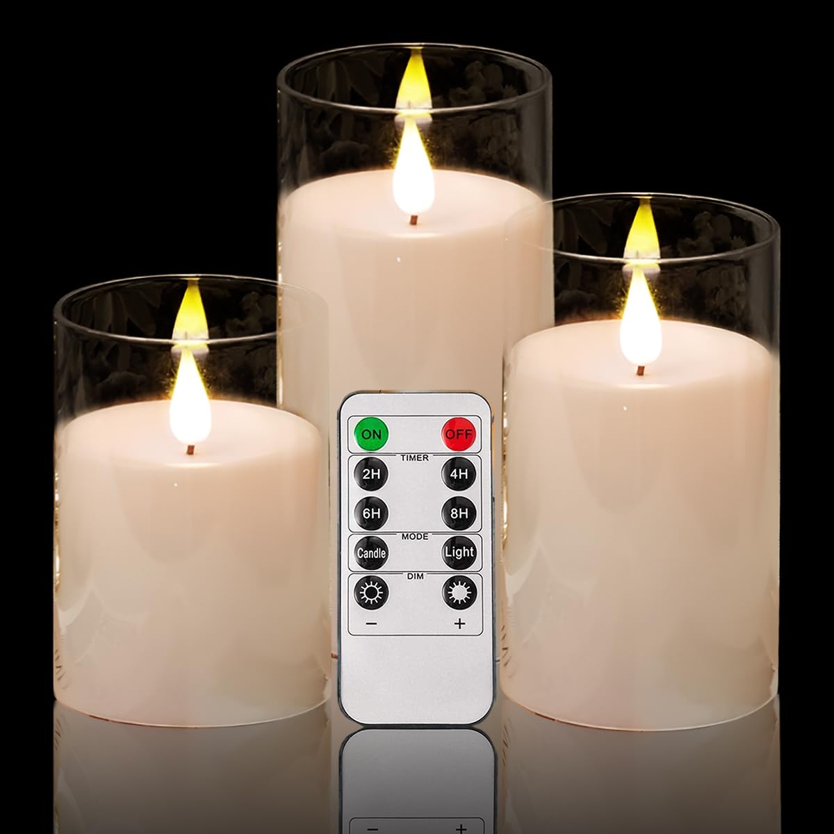Niceme Flickering Flameless Candles With Remote Control And Timer Unbreakable Acrylic Battery Operated Led Candles With Flickeri