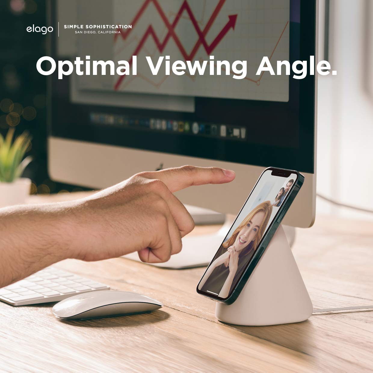 Elago Ms1 Charging Stand Compatible With Magsafe Charger   Premium Silicone Stand Compatible With Iphone 15/14/13/12 Series, Des