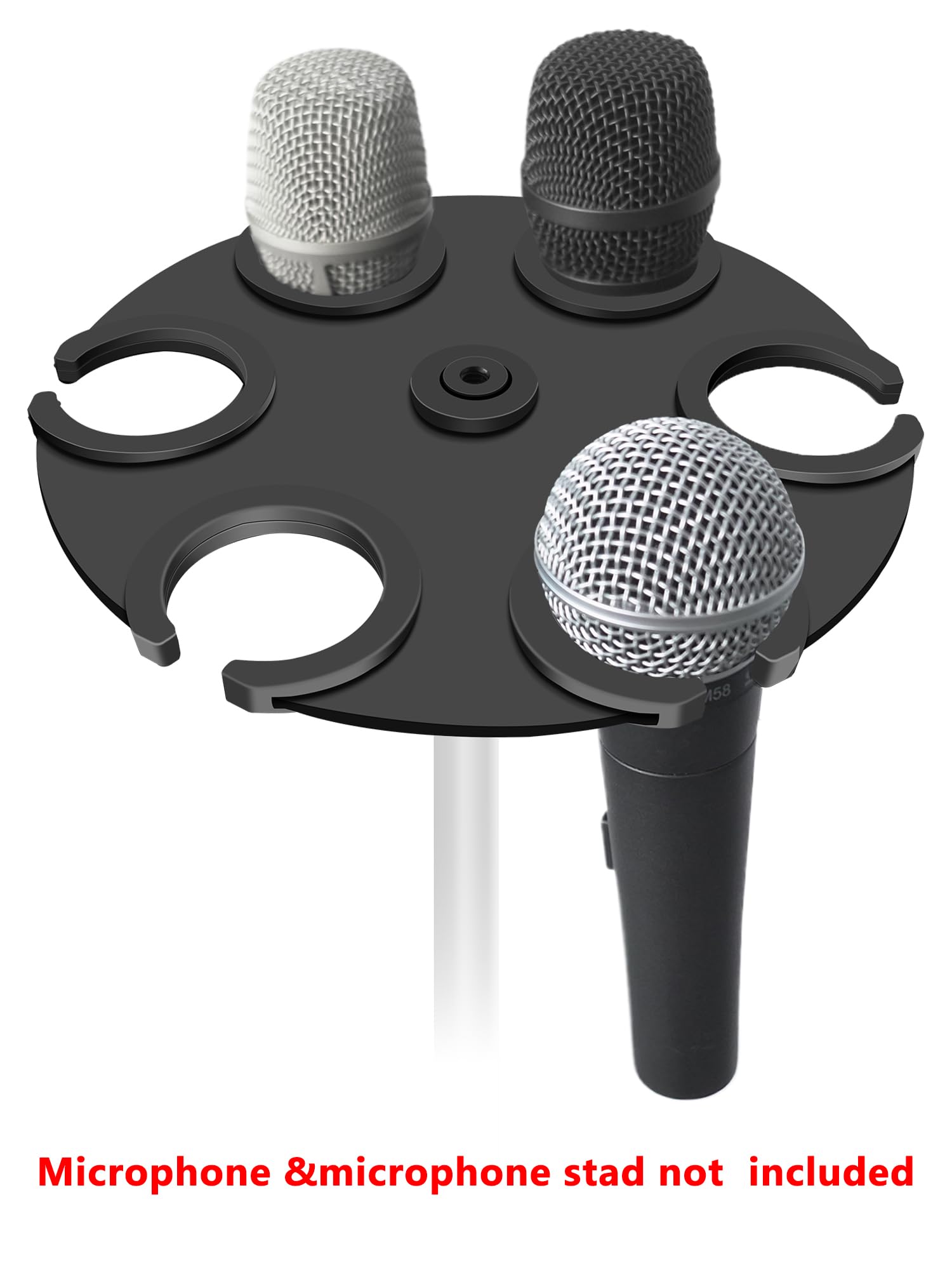 Multi Microphone Holder Up To 6 Mic (Aluminum/Rubber Padding) For Handheld Dynamic, Wired And Wireless Mics, Multiple Mic Organi
