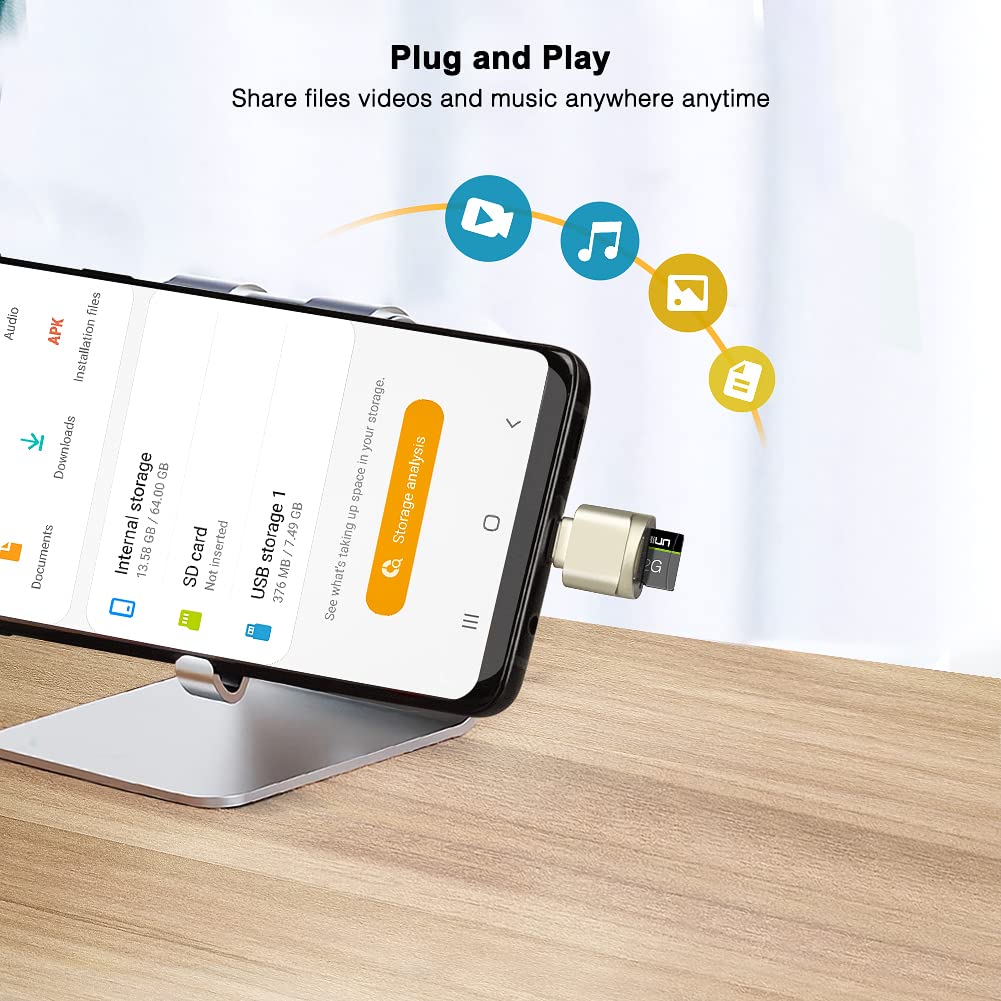 Leizhan Type C Micro Sd/Tf Card Reader With Keychain,Usb C To Micro Sd Sdhc Sdxc Otg Memory Reader, Type C Card Reader Adapter Compatible For Mac Windows Lixus Samsung Galaxy   Silver