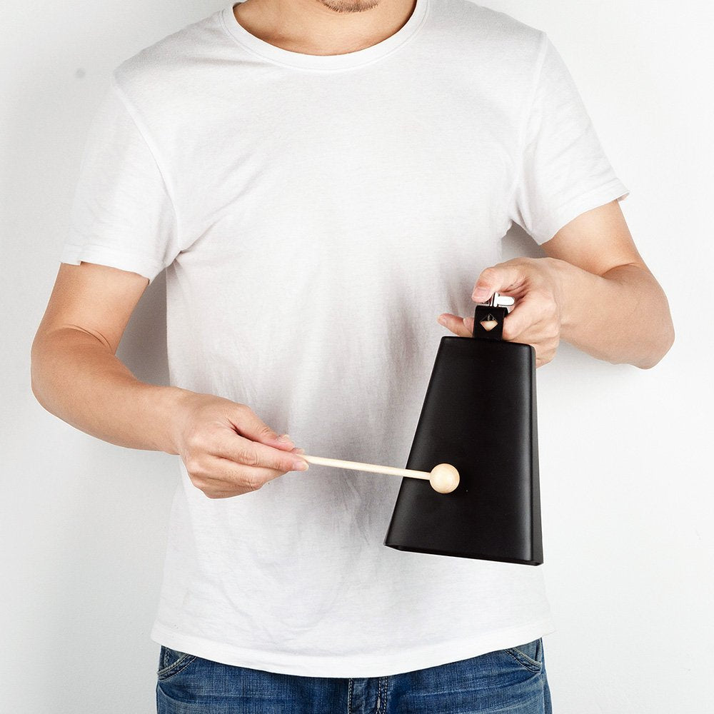 Vangoa 7 Inch Metal Steel Cow Bell Noise Maker Cowbell Percussion With Handle Stick For Drumset Cheering Wedding Football Sport