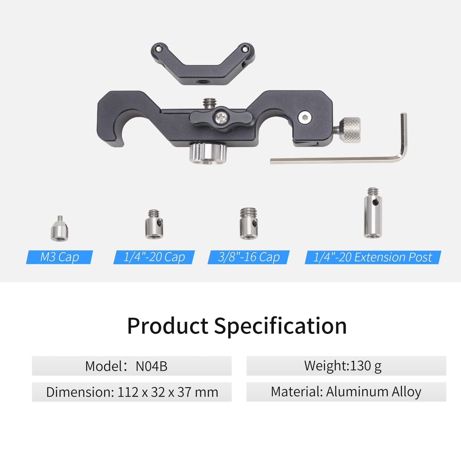 Nitze 15Mm Universal Lens Support With Rolling Y-Bracket And 1/4   , 3/8   And M3 Height Extension Posts - N04B