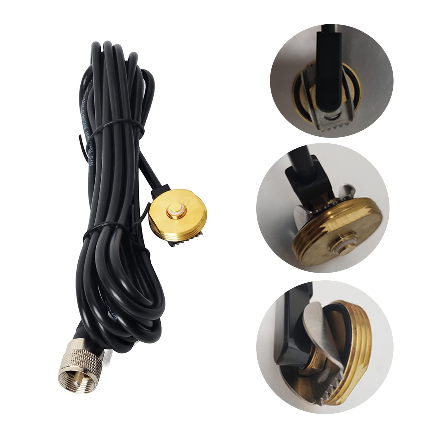 Hys Tcj N1 3/8'' To 3/4'' Hole Mount With Nmo Bracket L Shape Fender Mount 13'/About 4M Rg 58 Coax Cable Nmo To Pl259 For All Vh