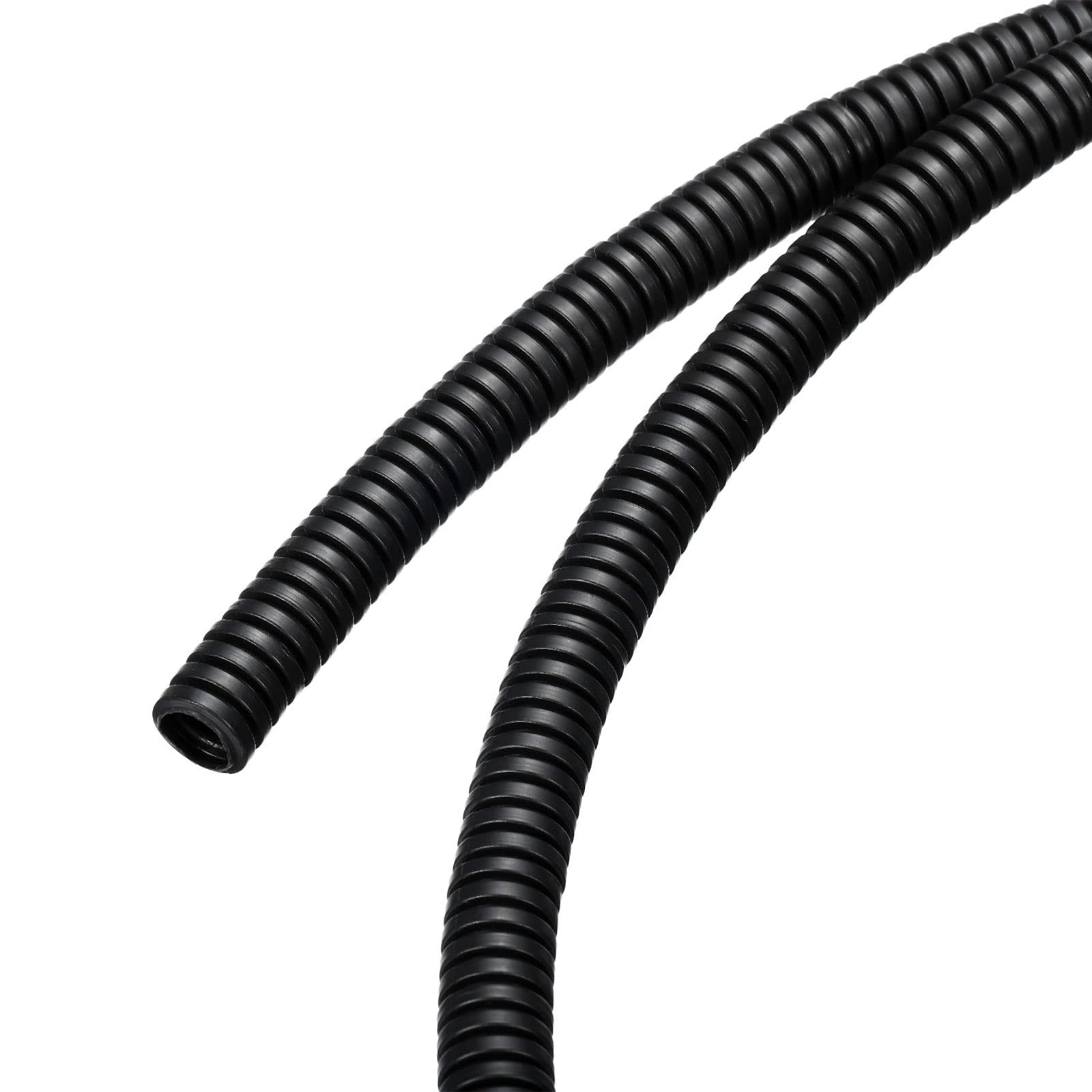 Rebower Corrugated Conduit Heat Resistant Split Wire Flexible Cover, For [Office Cord Protector, Electrical Cable]   25/64 Inch