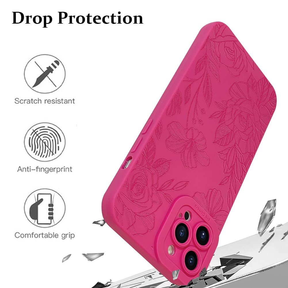 Lsl Case For Iphone 12 Pro Hot Pink Floral Flower Pattern Print Case Soft Tpu Full Camera Lens Anti Drop Anti Scratch Shockproof