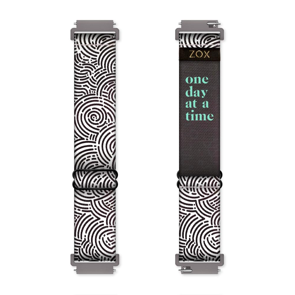 Zox Android Smart Watch Band - One Day At A Time | Soft, Adjustable Elastic Band With Motivational Affirmations And Beautiful Ar