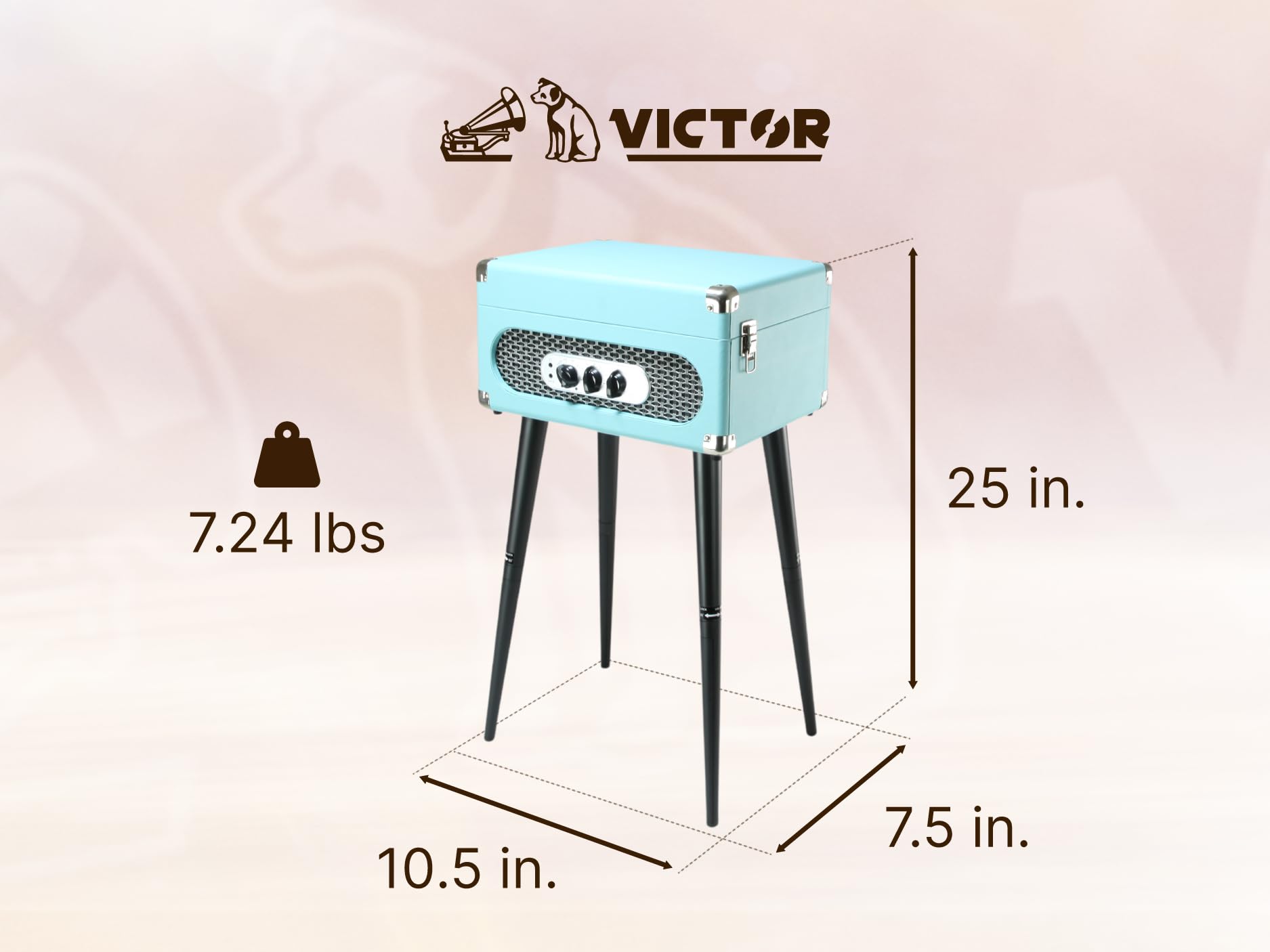 Victor Andover 5 In 1 Music Center With Chair Height Legs Turquoise (Vwrp 3200 Tq)
