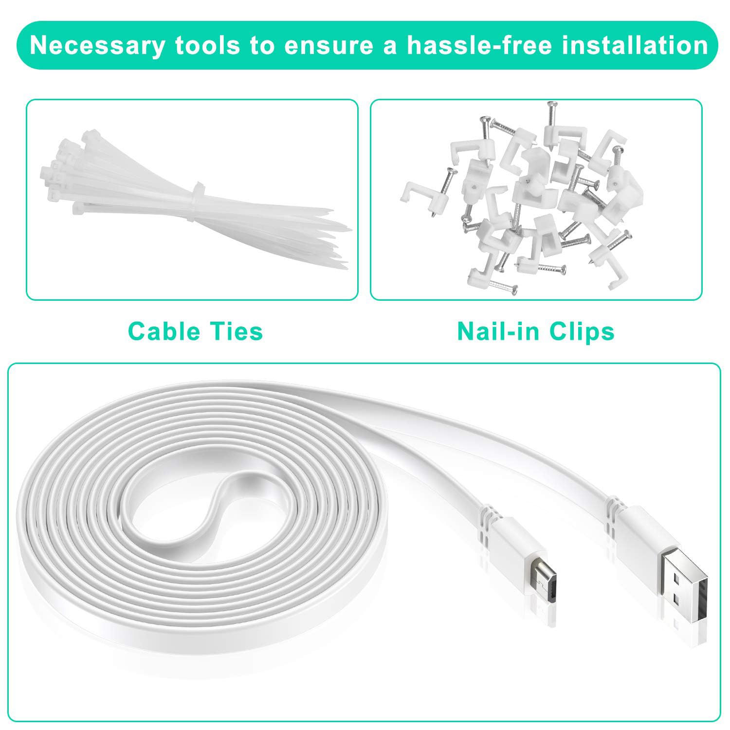 Itramax Micro Usb Power Cable 30 Ft (2 Pack),Flat Micro Usb Charging Power Cord,Charger For Wyze Cam V3 V4,Yi,Nest Cam,Blink Min