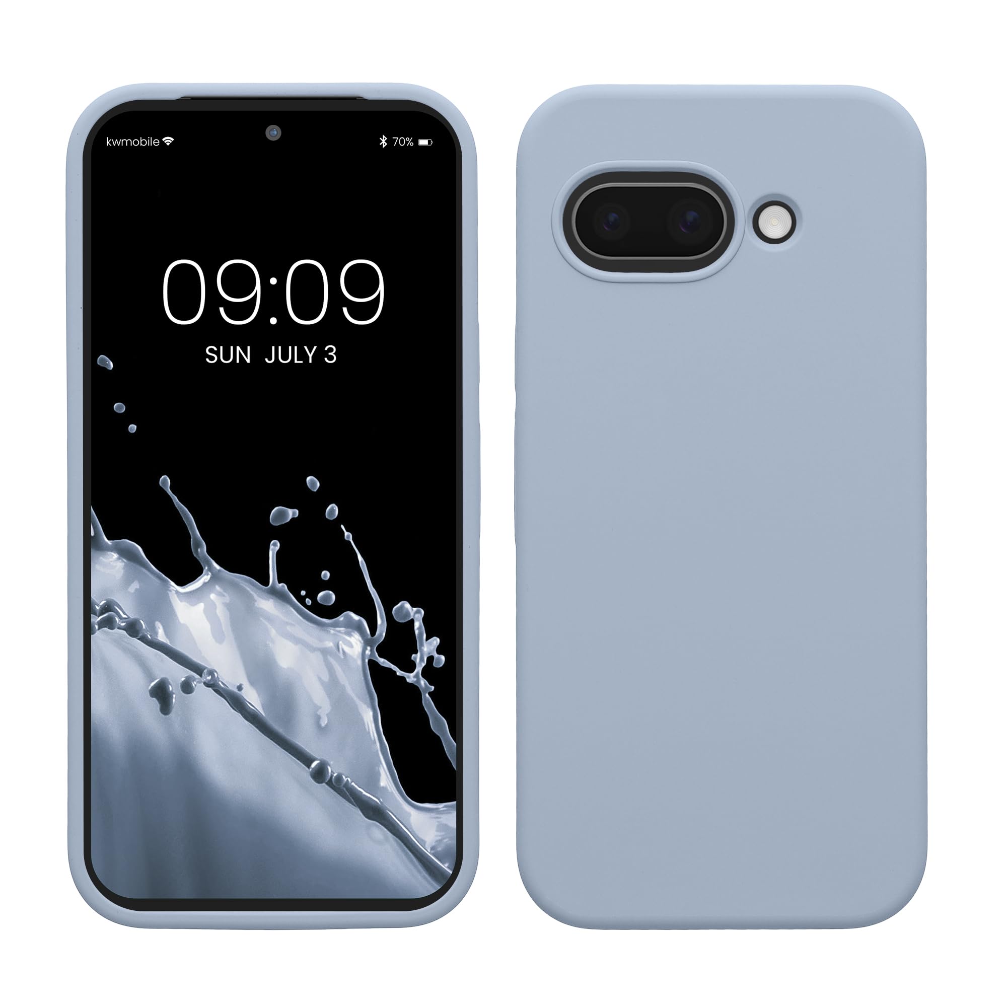 kwmobile Case Compatible with Google Pixel 9a Case - TPU Silicone Phone Cover with Soft Finish - Light Blue Matte