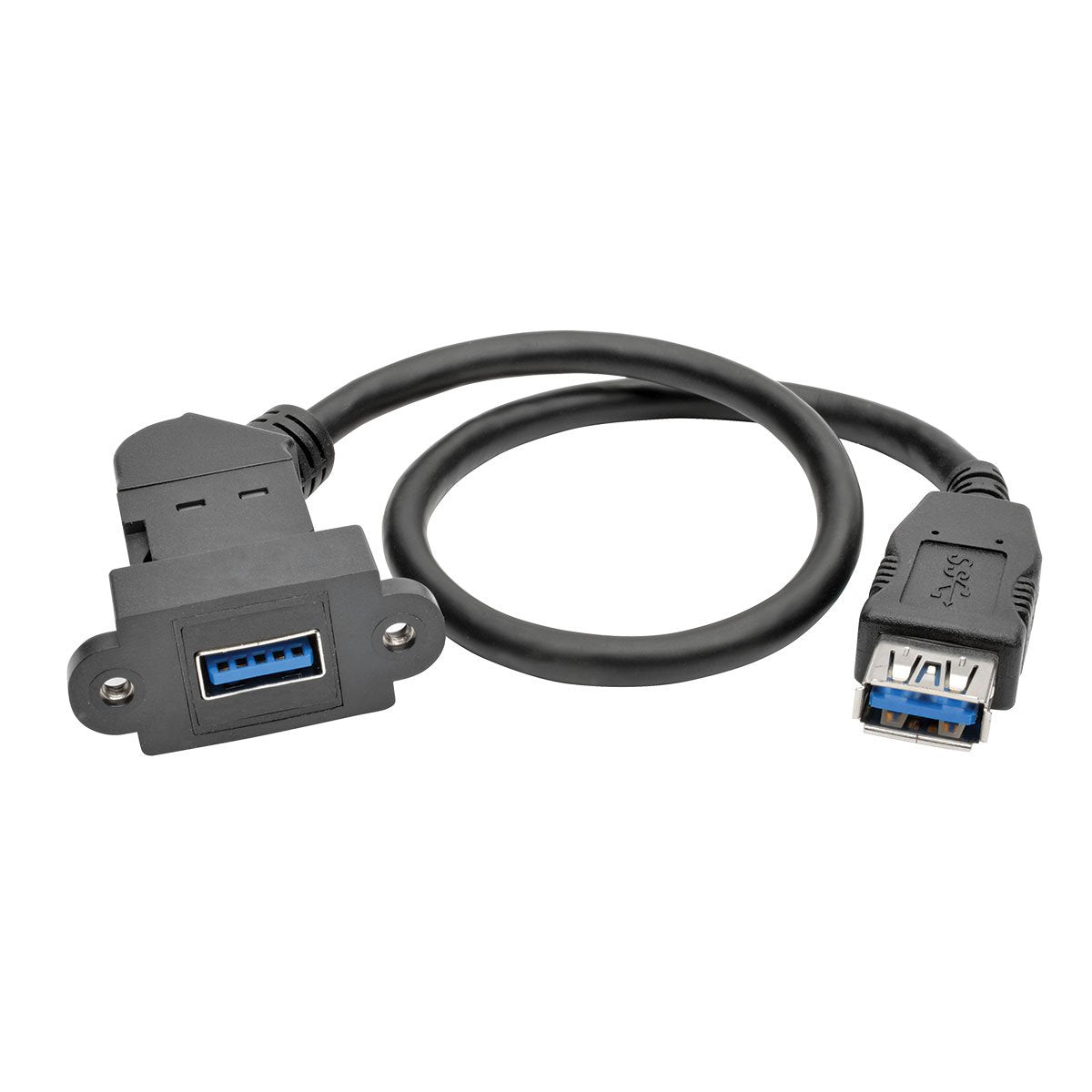 Tripp Lite Usb 3.0 Keystone/Panel Mount Coupler Cable (F/F), Angled Connector, All In One, Black, 1 Ft. (U325 001 Kpa Bk)