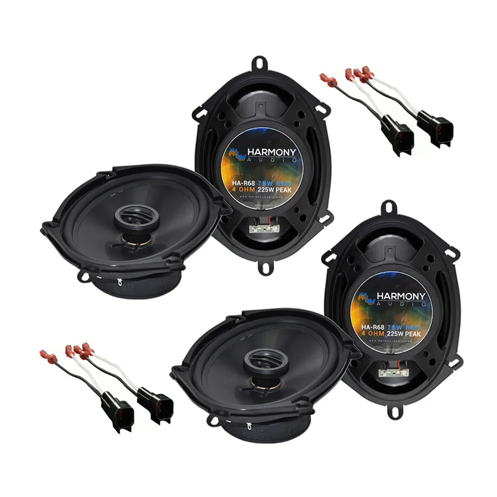 Harmony Audio  R68 Compatible With Ford F 250/350/450/550/650/750 1999 2004 Car Stereo Rhythm Series 5X7 6X8 Replacement 225W Speakers And Ha 725600 Speaker Replacement Harnesss