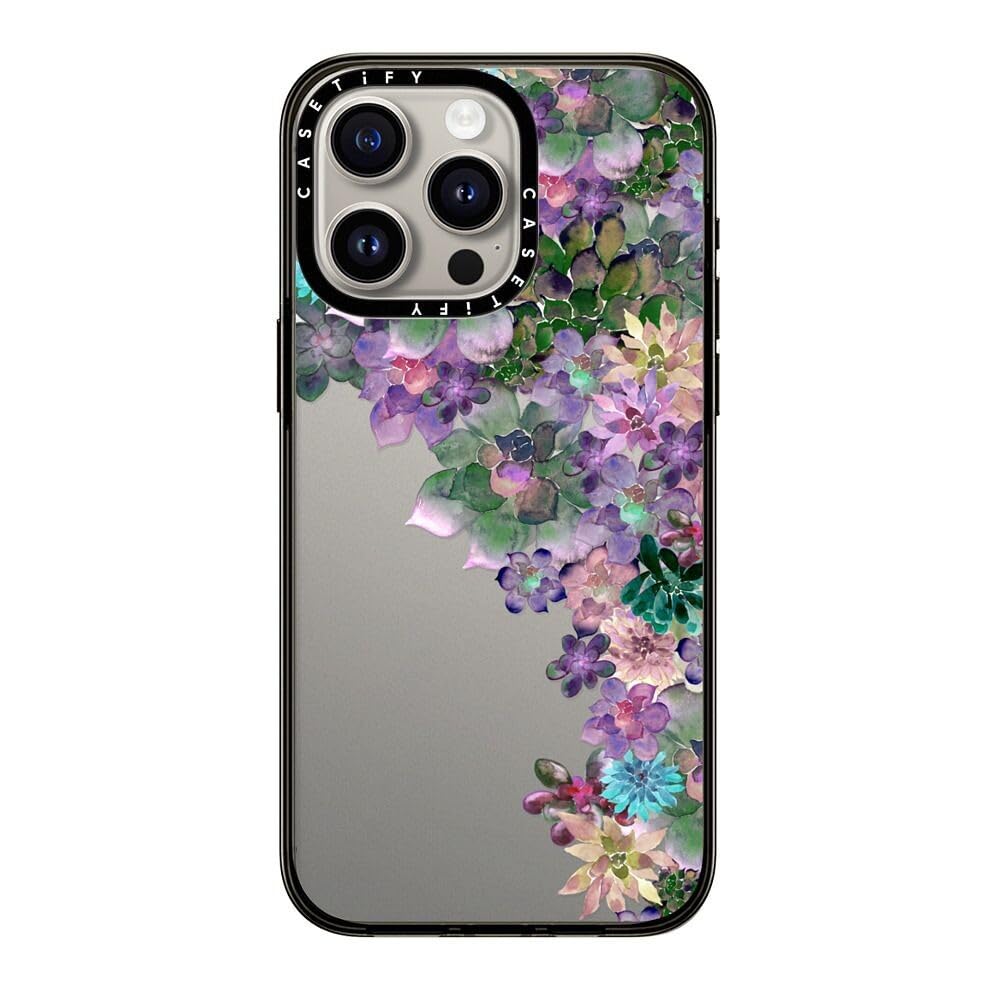 Casetify Compact Case For Iphone 15 Pro Max [2X Military Grade Drop Tested / 4Ft Drop Protection]   My Succulent Garden   Clear