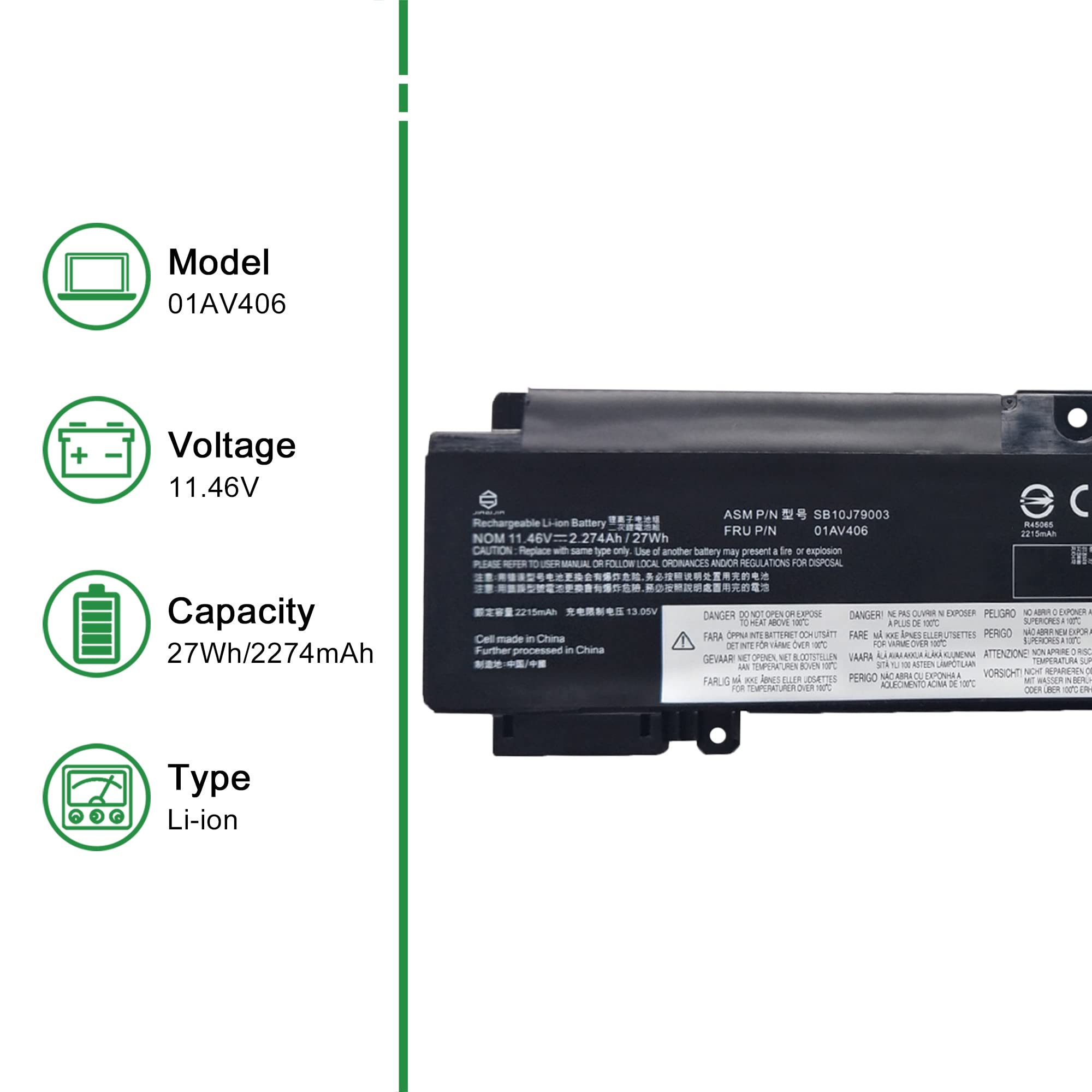 Jiazijia 01Av406 Sb10J79003 Laptop Battery Replacement For Lenovo Thinkpad T460S T470S Series 01Av405 Sb10J79002 00Hw038 00Hw025