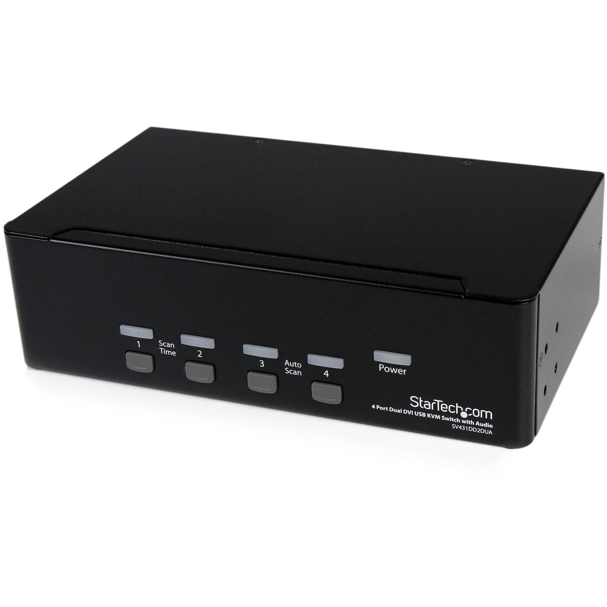 Startech.Com 4 Port Dual Kvm Switch With Audio For Dvi Computers   Built In Usb Hub (Sv431Dd2Dua), Black