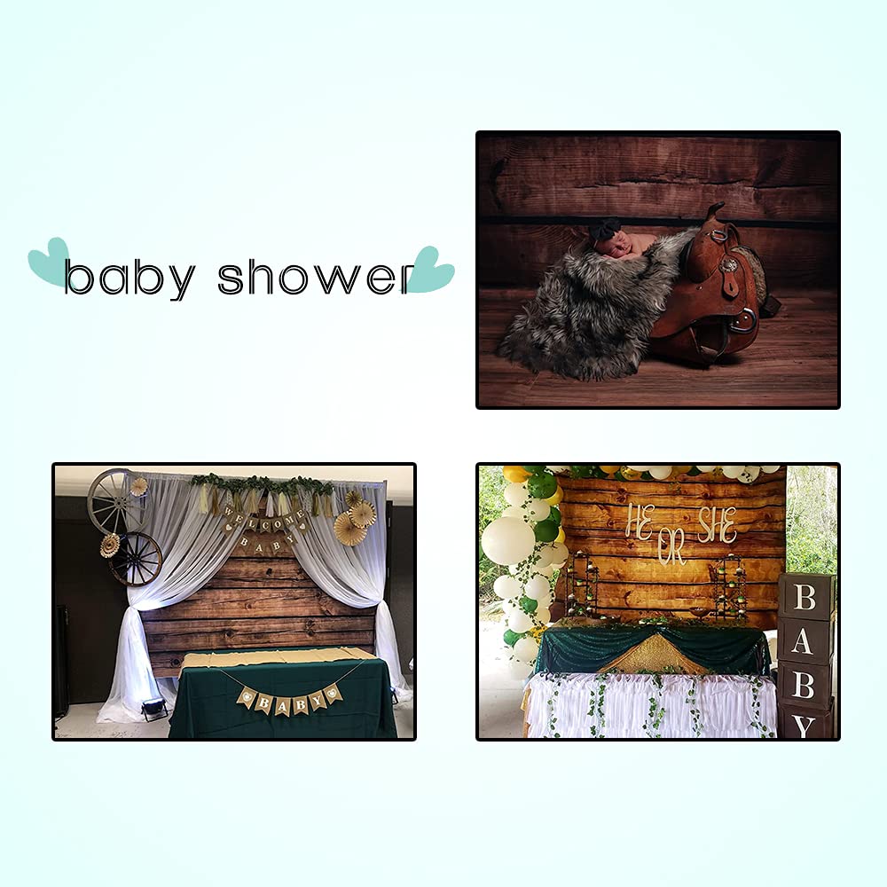 Lfeey 12X8Ft Rustic Wood Backdrops For Photography Vintage Brown Worn Wooden Board Photography Background Baby Shower Birthday W