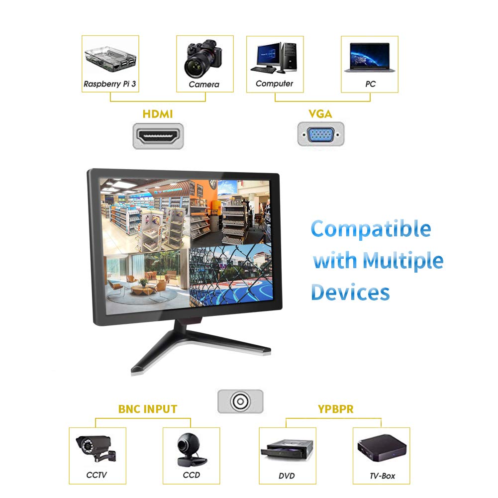 Cocar 21.5' Cctv Monitor 16:9, 1080P Bnc Monitor With Component Ypbpr/Bnc/Vga/Hdmi/Audio Jack, Tft Lcd Monitor For Security Cameras Home Surveillance System Nvr Dvr Vesa Wall Mounting