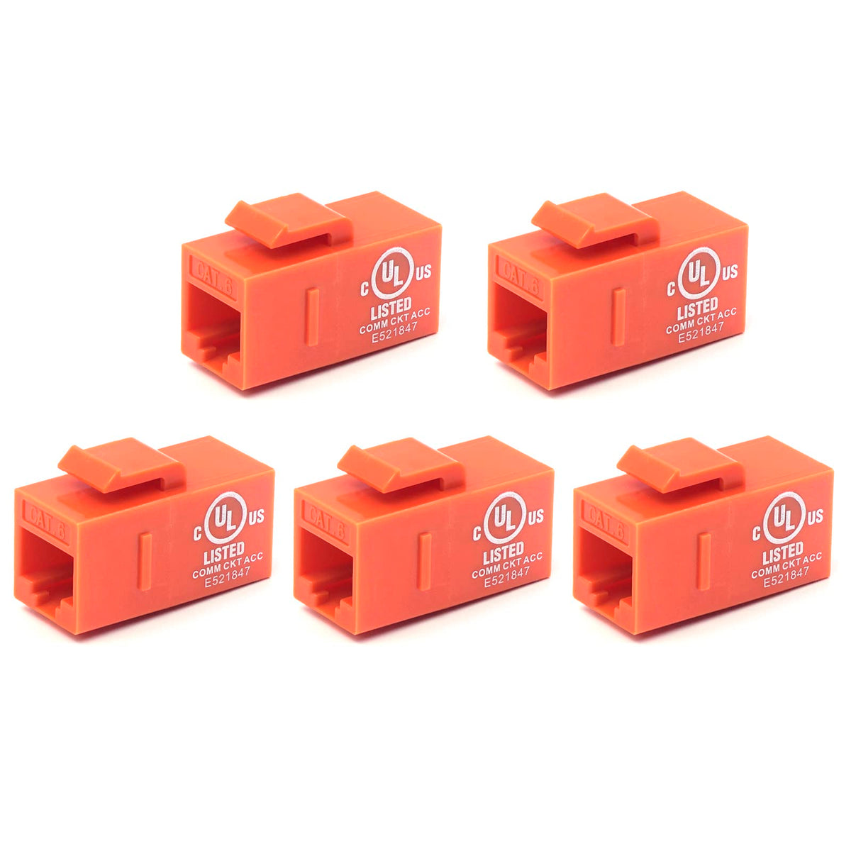 VCE RJ45 Cat6 Keystone Jack Inline Coupler UL Listed 5-Pack, Female to ...