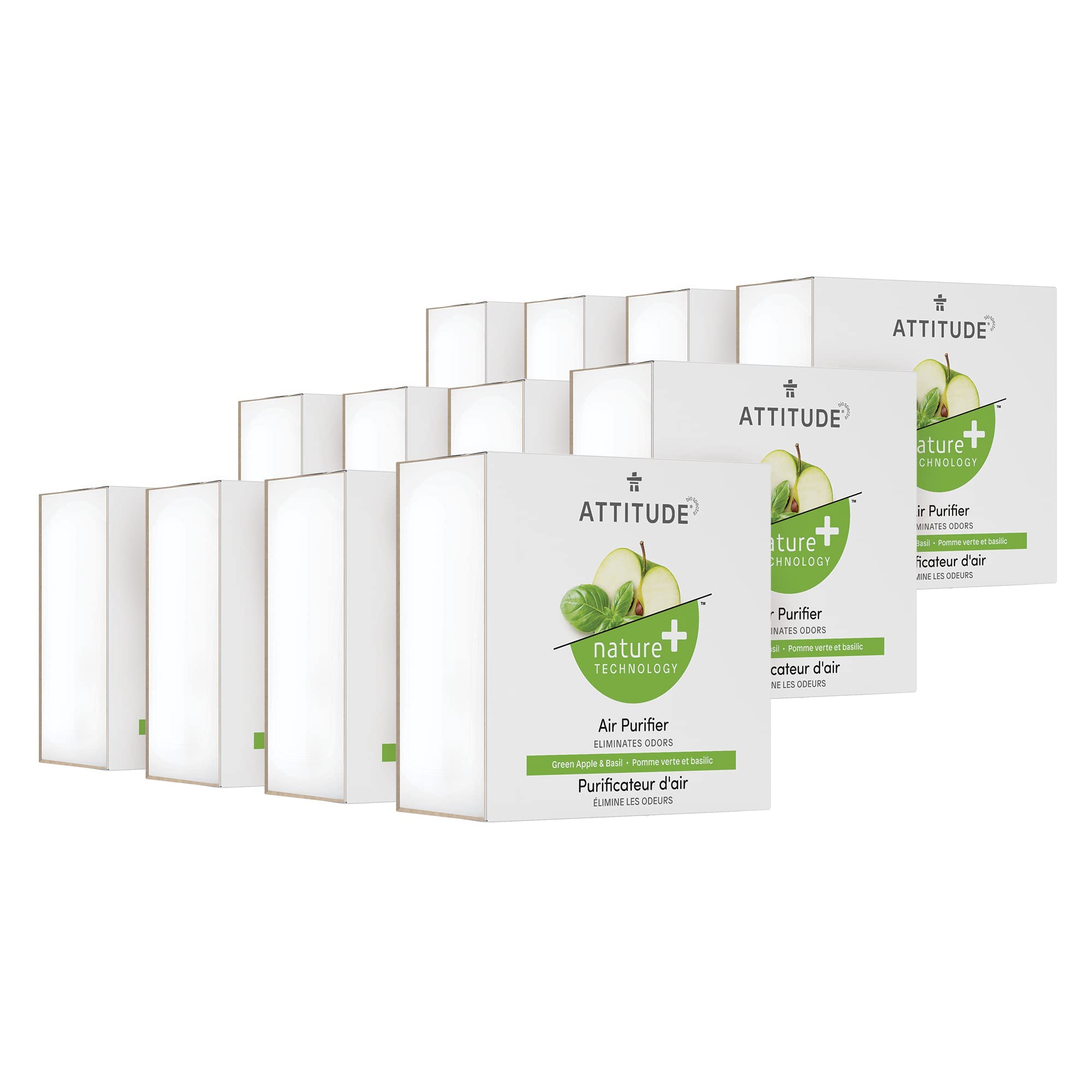 Attitude Air Purifier, Activated Carbon Freshener, Odor Remover, Plant And Mineral Based, Vegan, Green Apple And Basil, 8 Ounces