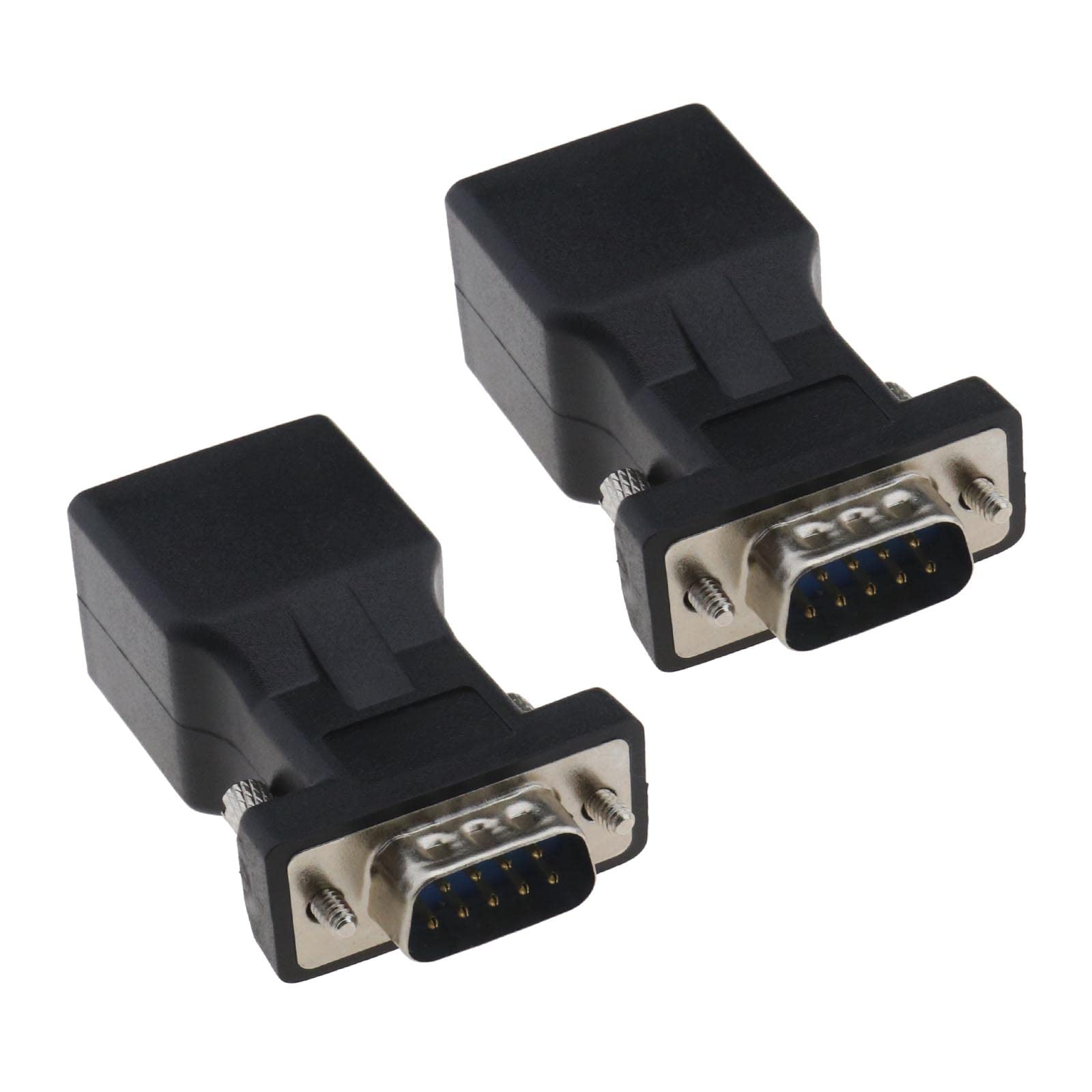 Ecsing 2Pcs 9 Pin Rs232 Db9 To Rj45 Serial Adapter Db9 Male To Rj45 Female Ethernet Converter For Standard 9 Pin D Sub Rs 232 De