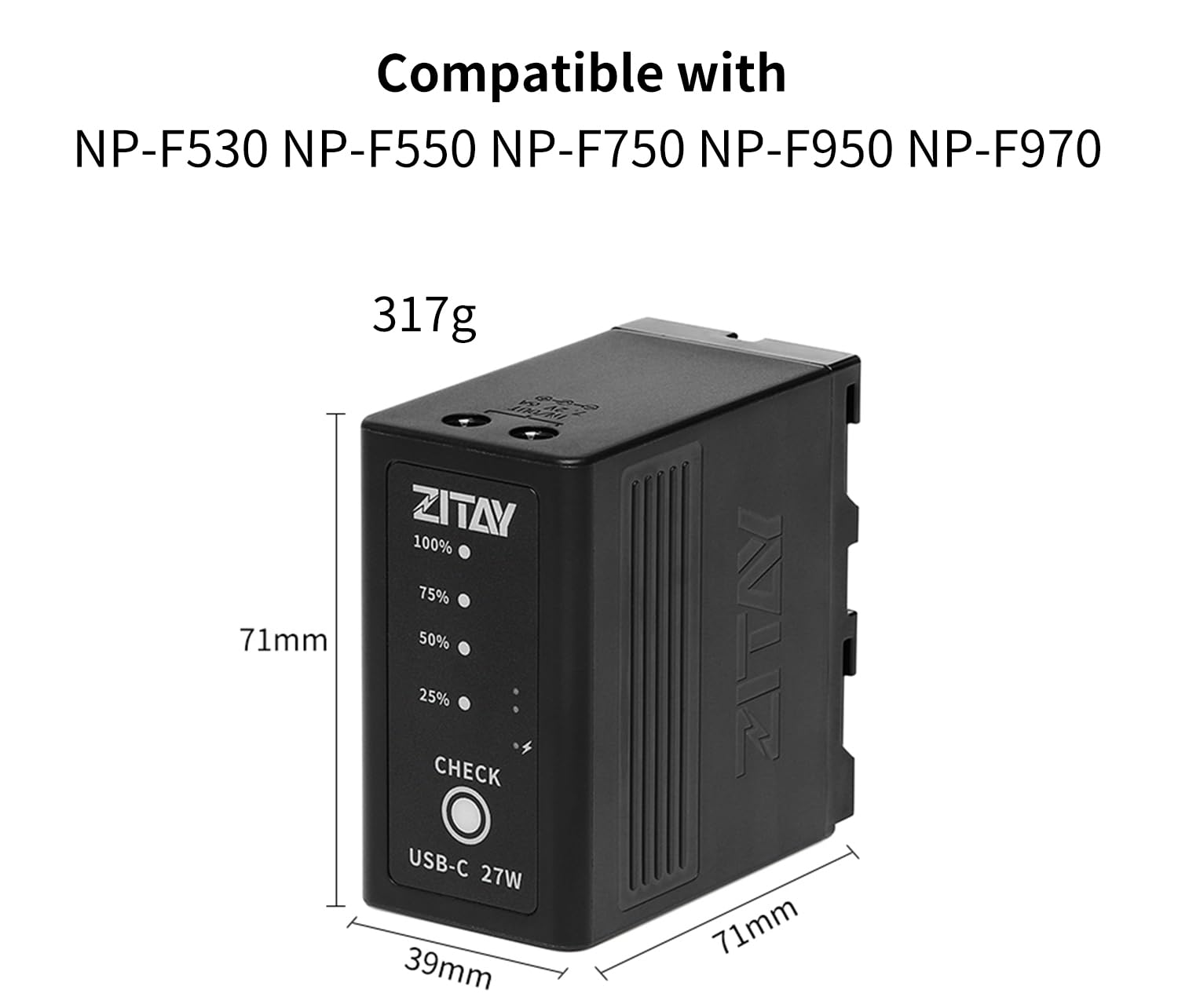 Zitay Np970 Rechargeable Battery With Dc And Usb C Ports Compatible With Sony Np F970 Np F930 Np F950 Np F960 Np F550 Np F530 Np