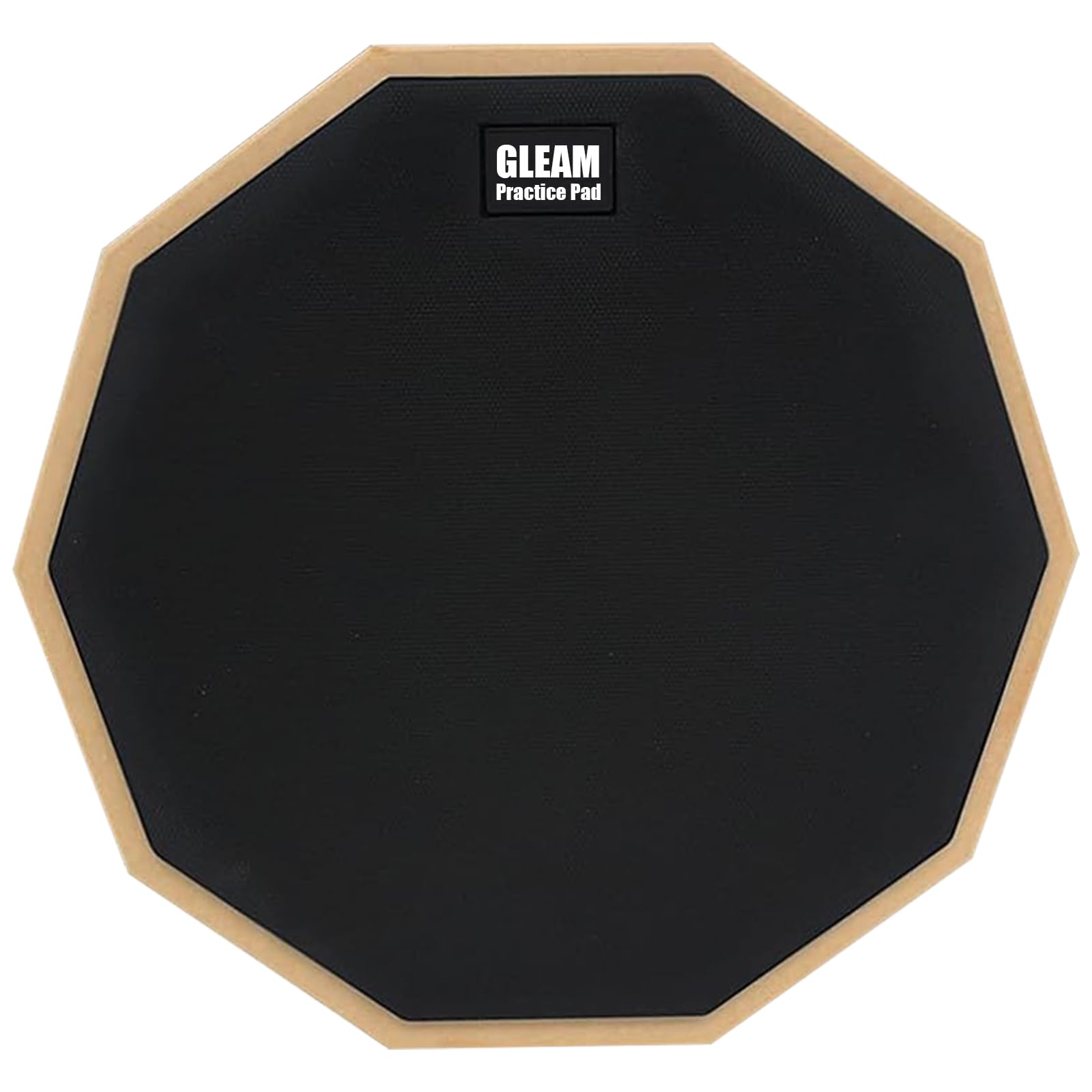 GLEAM Drum Practice Pad - 12 inch Rubber Surface High Density Compressed Wood Foam Backside (Double-sided) (12 inch rubber)