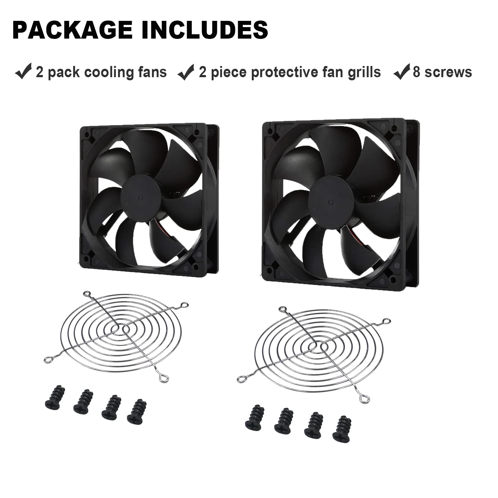 12V Dc Fan Strong Quiet 120X120X25Mm 12Cm Small Cooling Fan 2Pin 2Wire 1600Rpm High Performance Pc Fans 120Mm 2 Pack