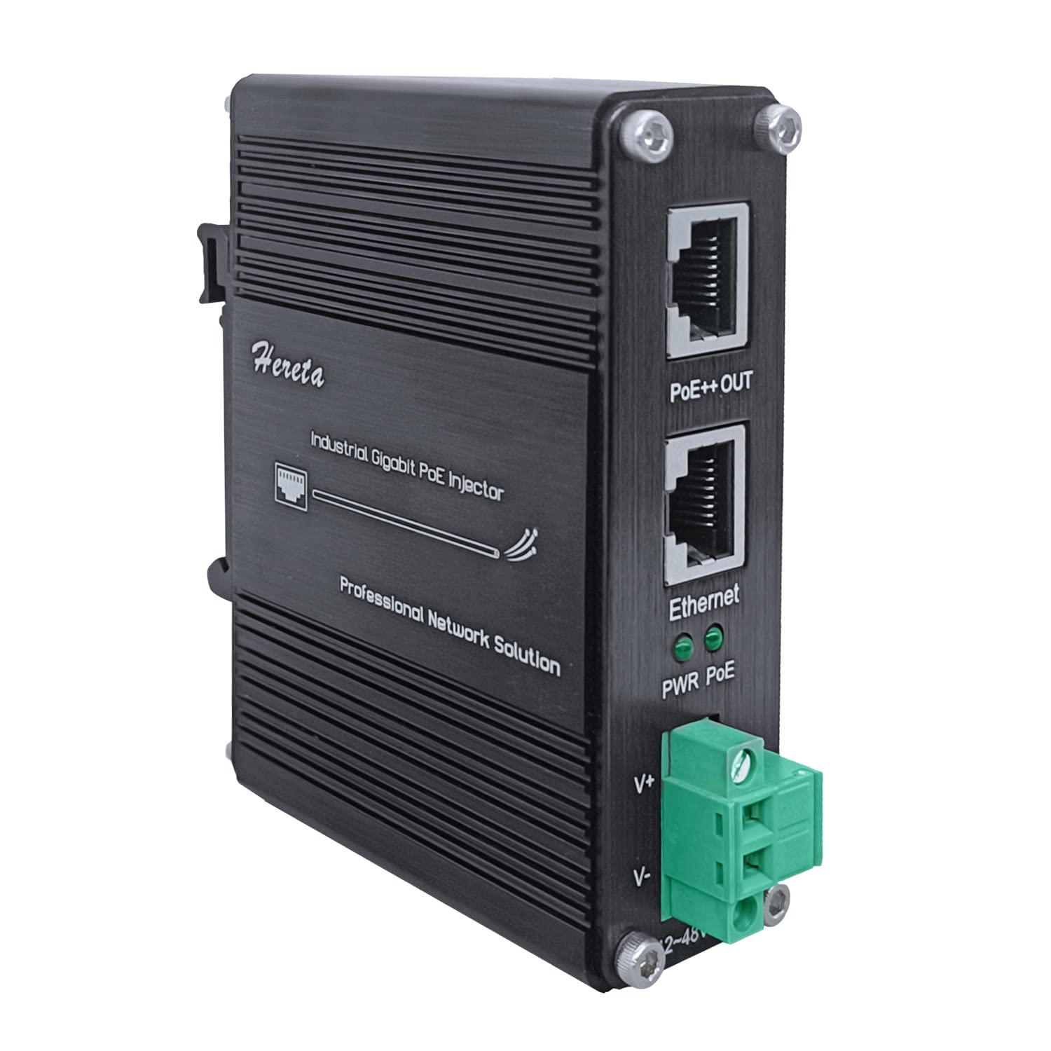 Hardened Industrial Gigabit Poe++ Injector 12 48Vdc Input With Din Rail And Wall Mount Connecting The Ieee 802.3 At Poe Device (