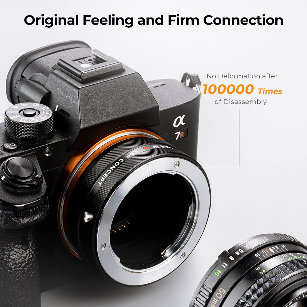 K&F Concept Lens Mount Adapter Md Nex Iv Manual Focus Compatible With Minolta Rokkor (Sr/Md/Mc) Lens And Sony E Mount Camera Body