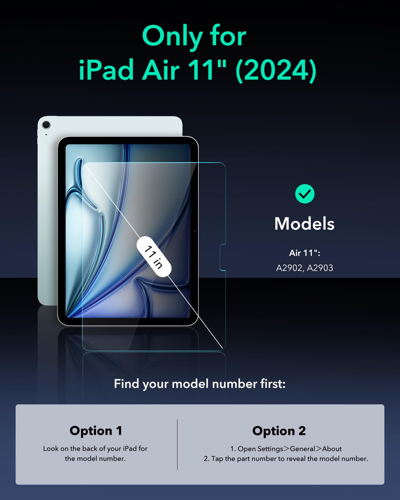 Esr 2 Pack Armorite Screen Protector For Ipad Air 11 Inch M3/M2 (7Th/6Th Generation, 2025/2024), 9H Tempered Glass Film With Easy Application Tray, Military Grade Protection, Anti Scratch, Hd Clarity