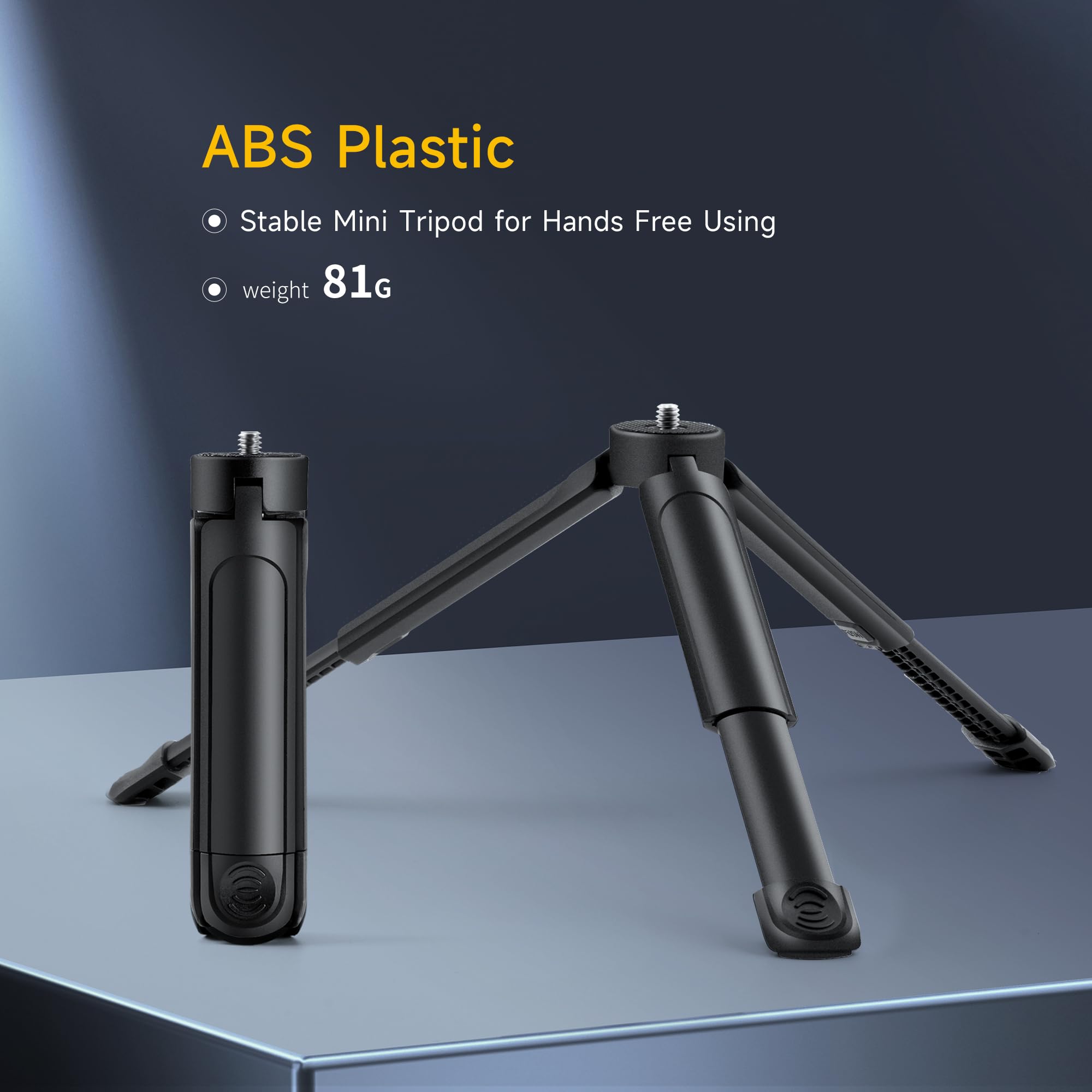 1/4 Mini Tripod, C01 Pro Tabletop Desktop Stand Compact Tripod With 1/4' Screw For Weeylite K21 Stick Light, Retro 12X Photo Light,Camera,Smooth 4,Osmo Mobile,Vimble 2,Gimbal Handle Grip Stabilizer