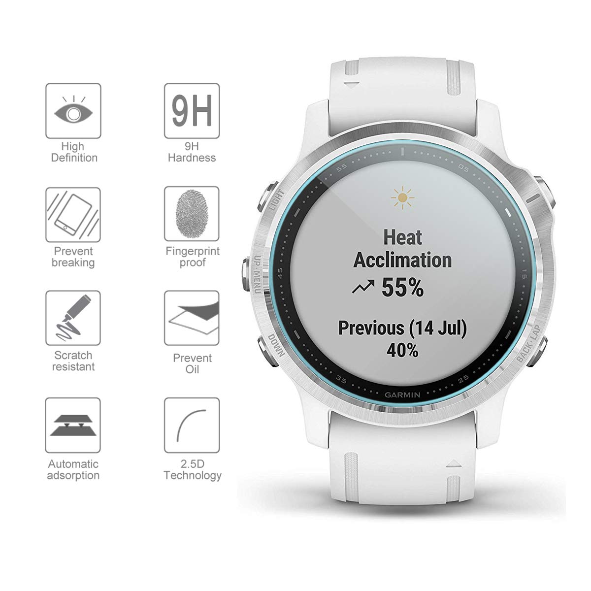 Suoman 3 Pack For Garmin Fenix 6S Screen Protector Tempered Glass For Garmin Fenix 6S / 6S Pro/ 6S Sapphire / 6S Pro Solar, [Ant