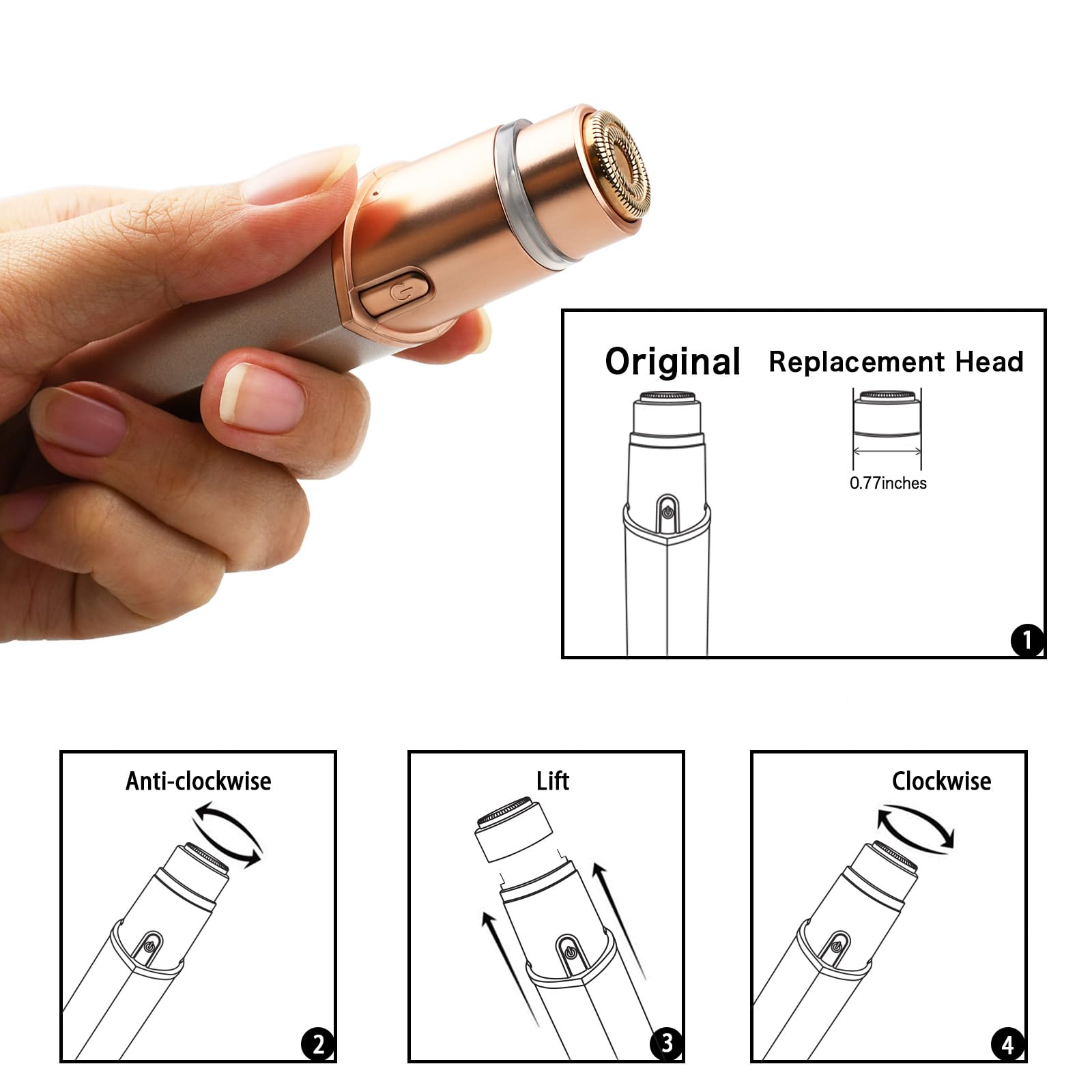 Generation 3 Replacement Heads For New Version Flawless Finishing Touch Facial Hair Remover, 5 Pack
