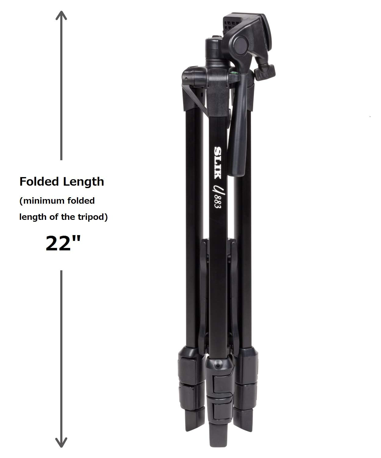 Slik U883 3 Stage Compact Lightweight Folding Aluminum Travel Portable Dslr/Slr Video/Camera Tripod With 3 Way Pan Head For Canon Nikon Sony Cameras With Carry Case   Black (612 686)