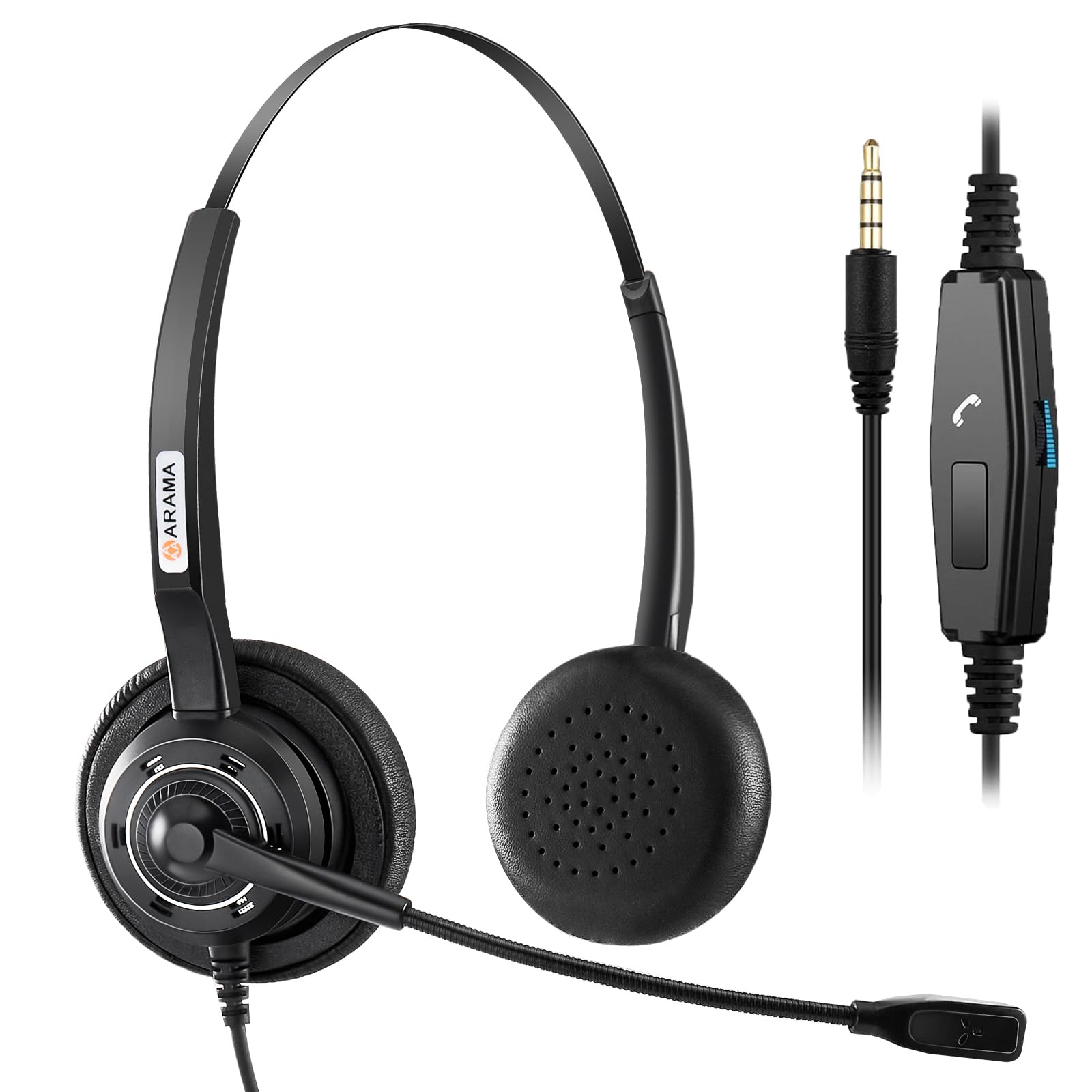 Cell Phone Headset With Noise Canceling Mic & Answer Switch, 3.5Mm Headset For Iphone Android And Ipad Tablets, Wired Computer Headphone For Office Home Call Center Business Skype Softphone