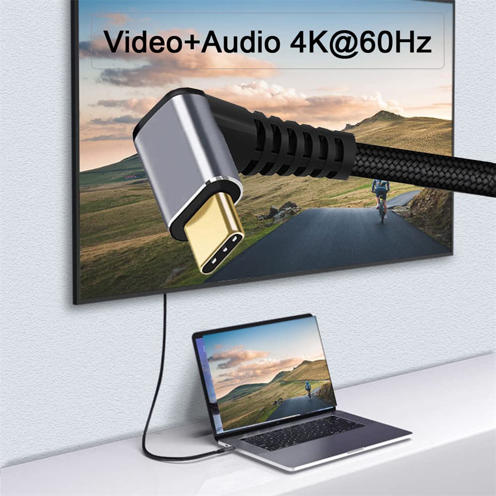 Cablecc Type-C Usb-C Male 90 Degree Up Down Angled To Male Usb3.1 10Gbps 100W Data Cable For Laptop Phone 50Cm